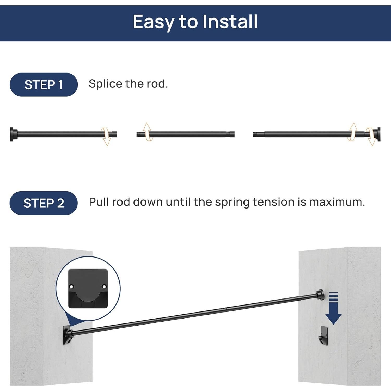 Varilla de Cortina de Tensión Ajustable ENJOYBASICS 81-137 cm Negro