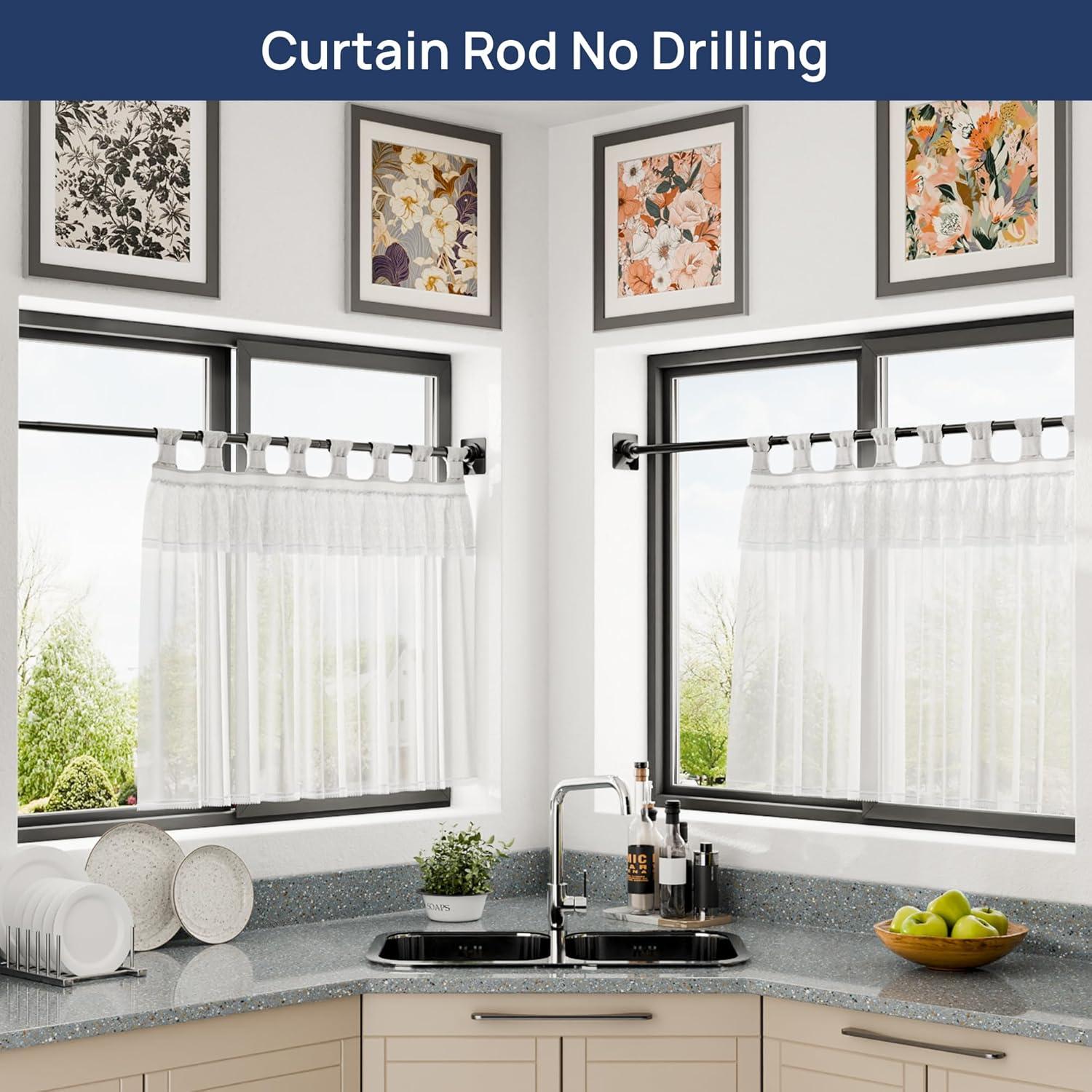 Varilla de Cortina de Tensión Ajustable ENJOYBASICS 81-137 cm Negro