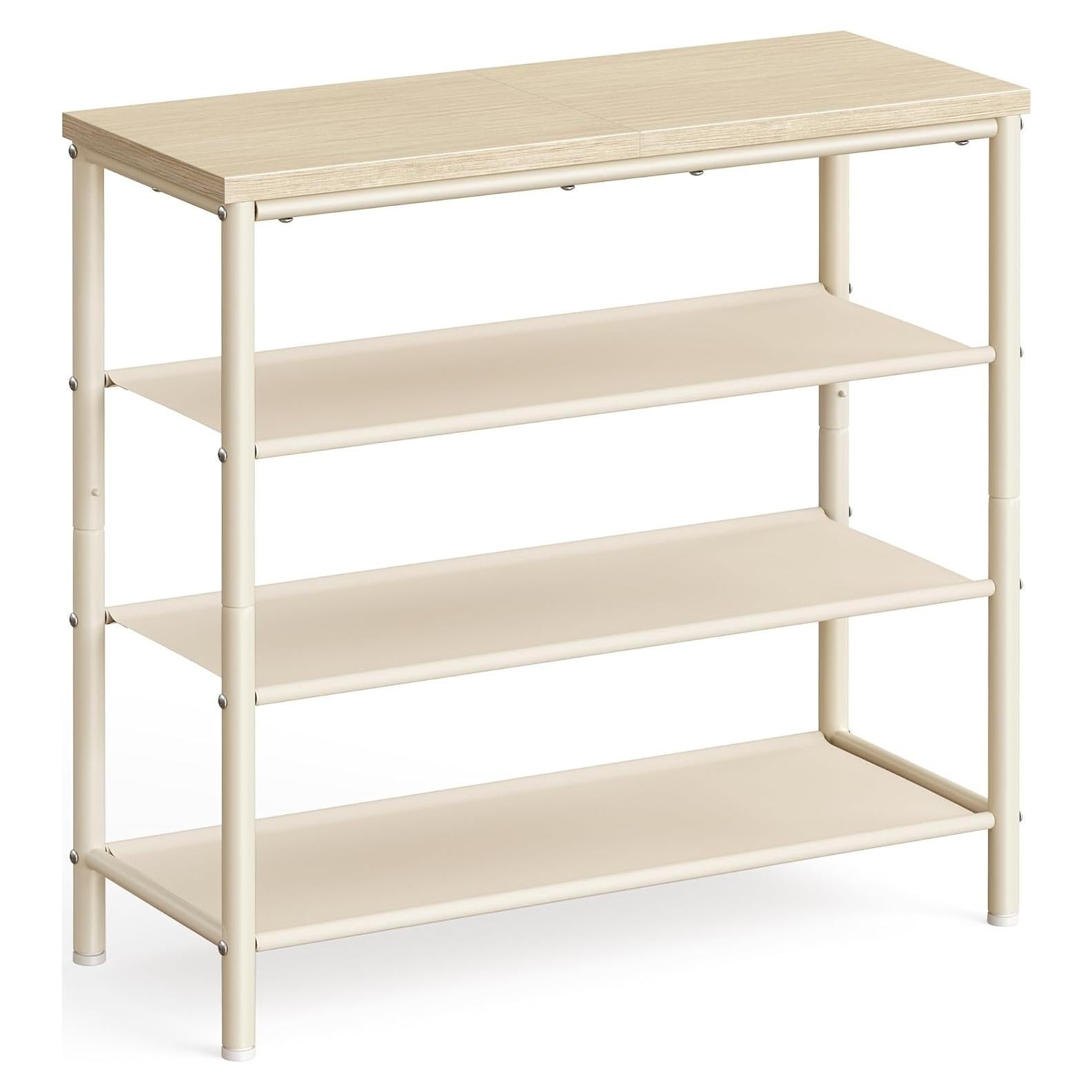 Zapatero VASAGLE 4 Niveles Beige Natural y Blanco Perla