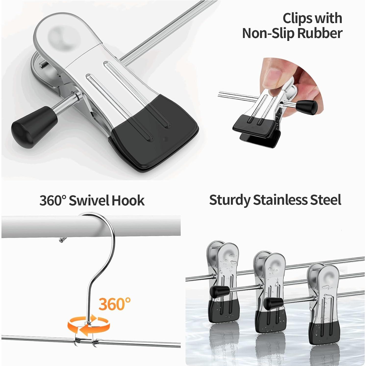 Perchas para Pantalones IEOKE 12 Pack Clips Metal Negro