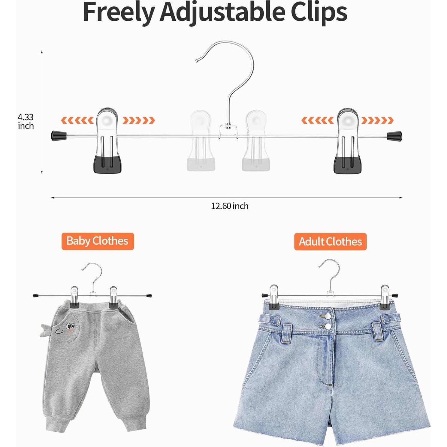 Perchas para Pantalones IEOKE 12 Pack Clips Metal Negro