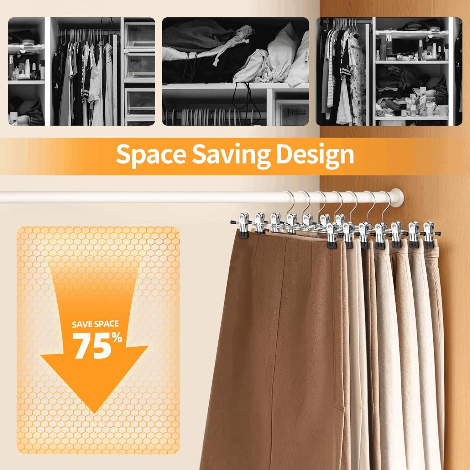 Perchas para Pantalones IEOKE 12 Pack Clips Metal Negro