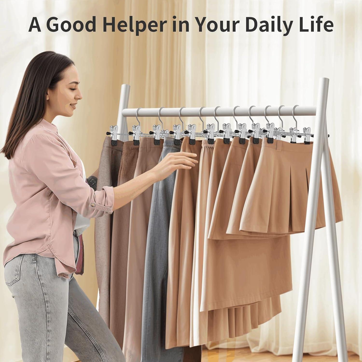 Perchas para Pantalones IEOKE 12 Pack Clips Metal Negro