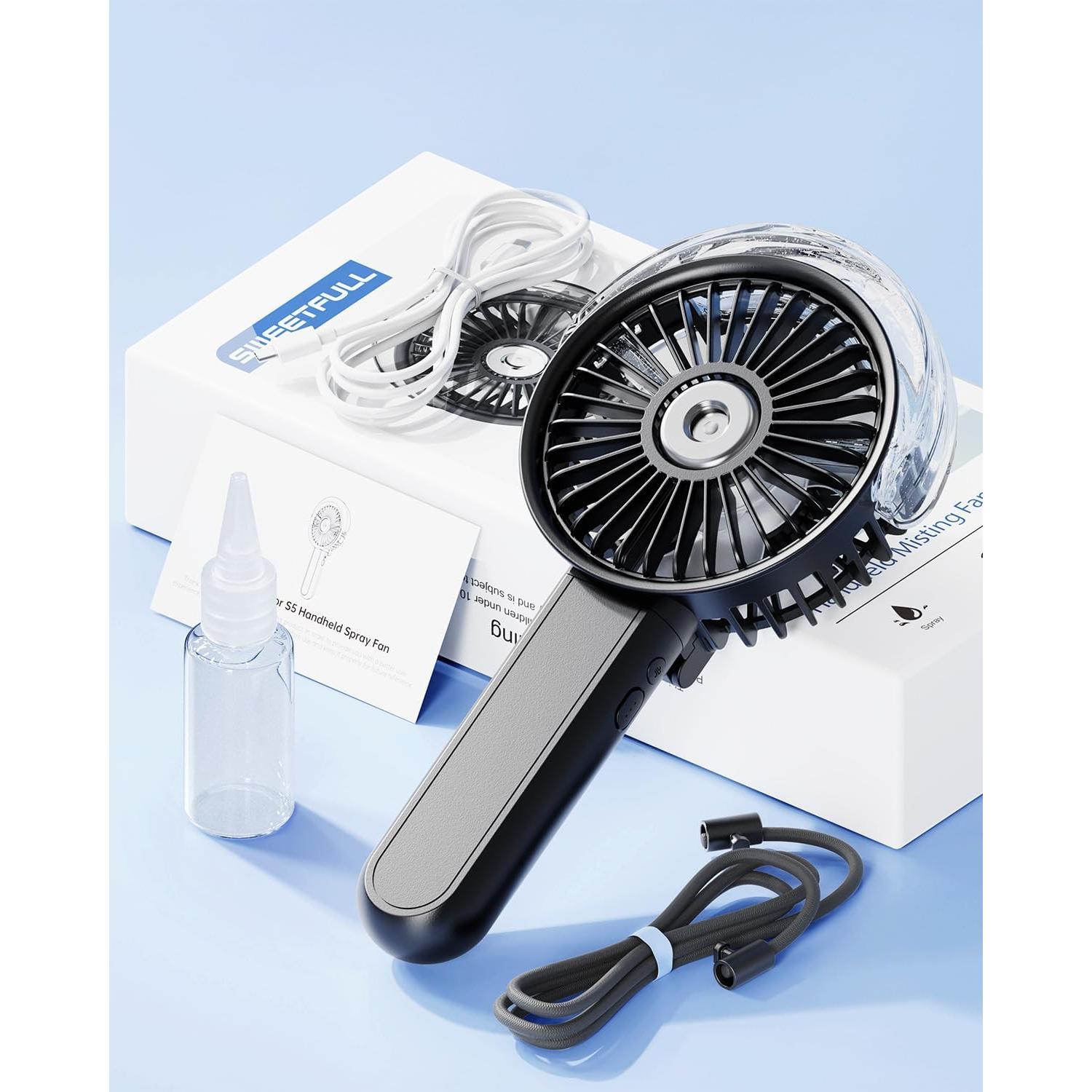 Ventilador de Nebulización Portátil SWEETFULL - 3 Velocidades, 30ml, Recargable USB