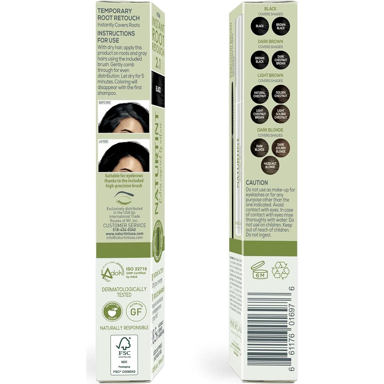 Retocar Raíces Instantáneo Naturtint - Negro 9.8 ml 2-en-1