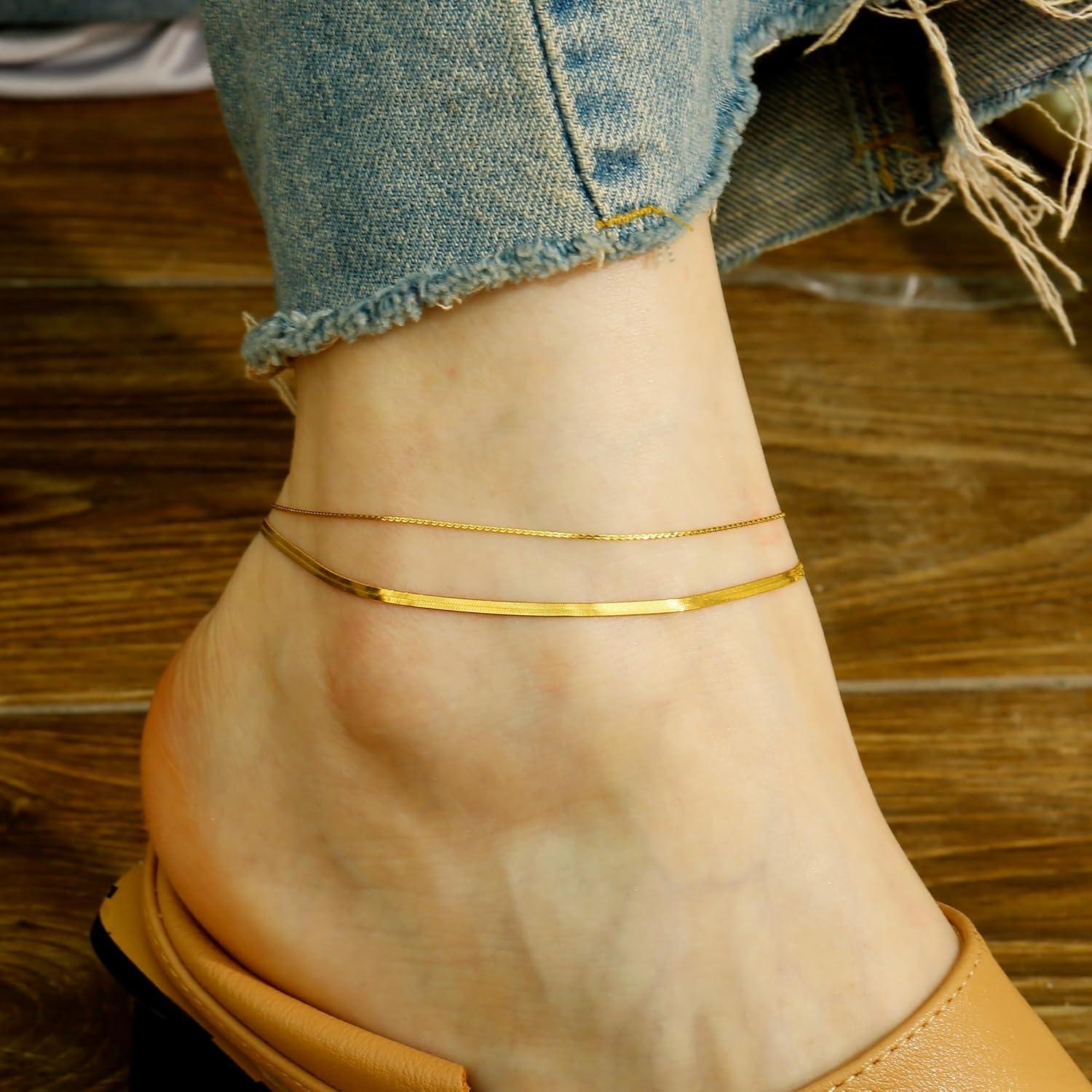 Pulseras de Tobillo de Oro 18K para Mujeres - Acero Inoxidable