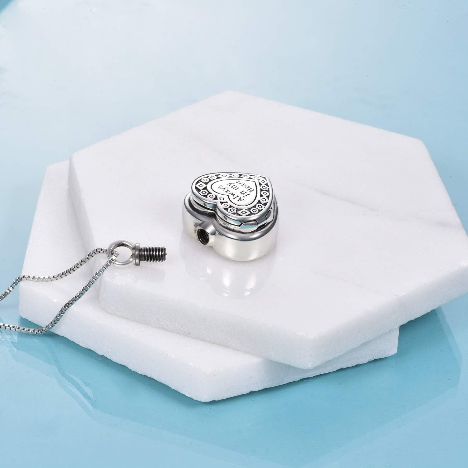 Collar Urna de Plata Esterlina ONEFINITY Corazón para Cenizas