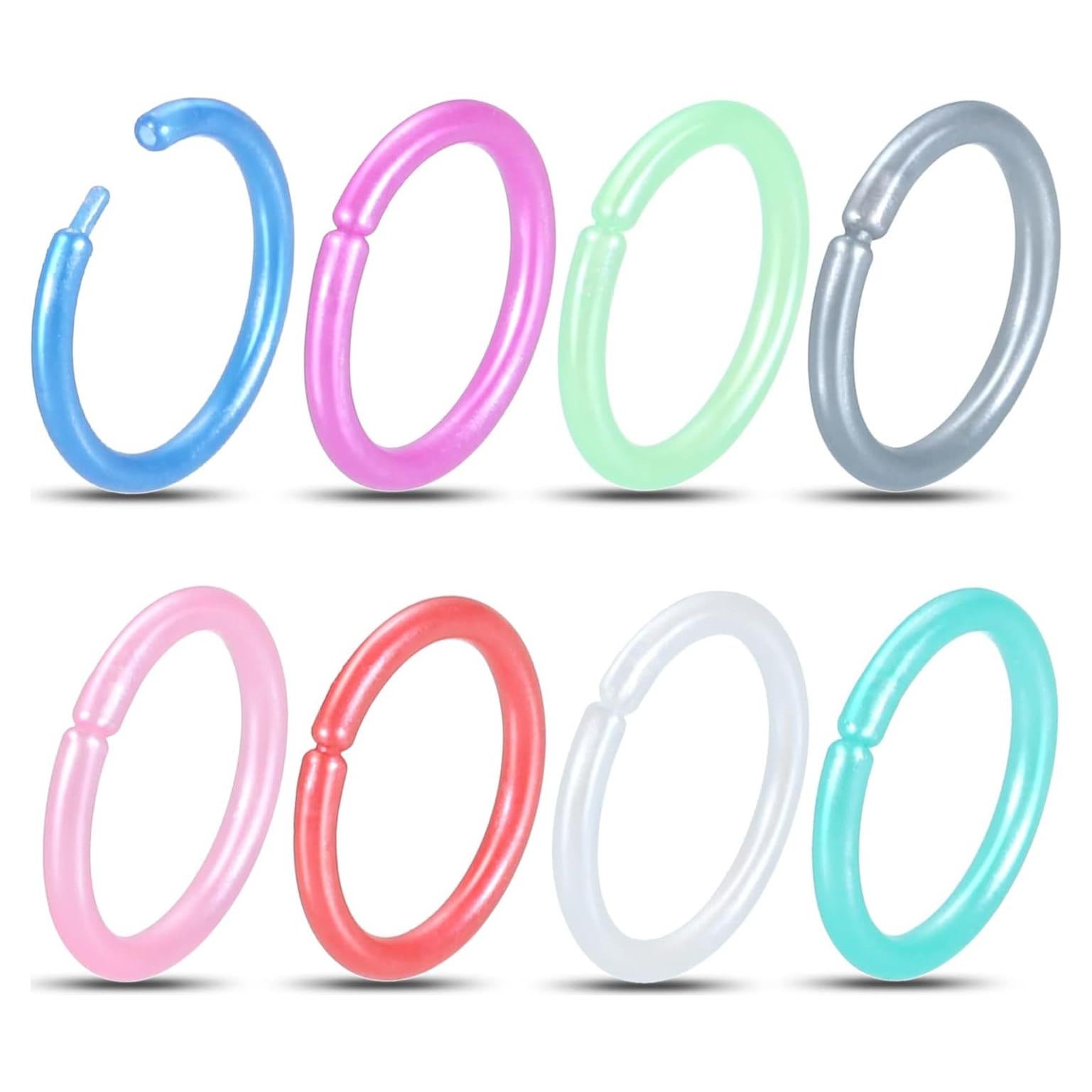 Aros de Nariz Retenedor Bioflex 16G 8Pcs Coloridos 8mm