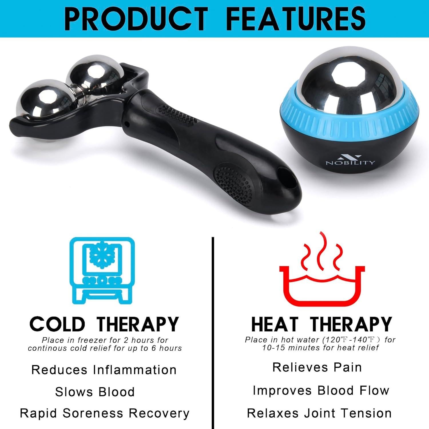 Rodillo de Masaje Nobility - Frío y Calor, Alivio Muscular