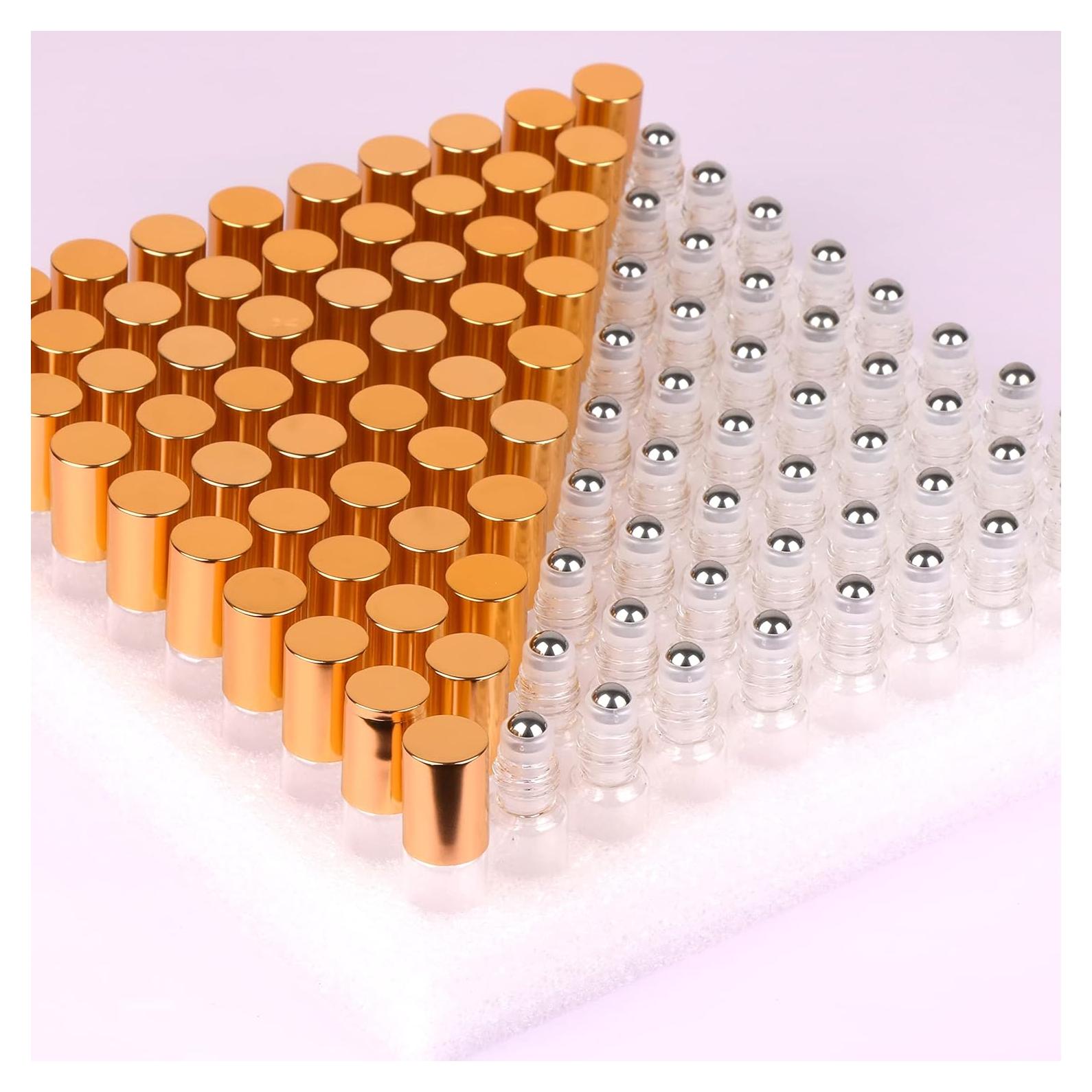 Pack 100 botellas vidrio 5ml rodillo MaxMau para aceites