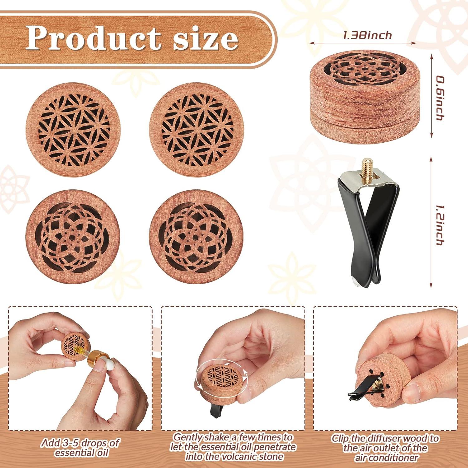 Difusores de Aceite Esencial Patelai para Automóvil - 4 Pcs Madera