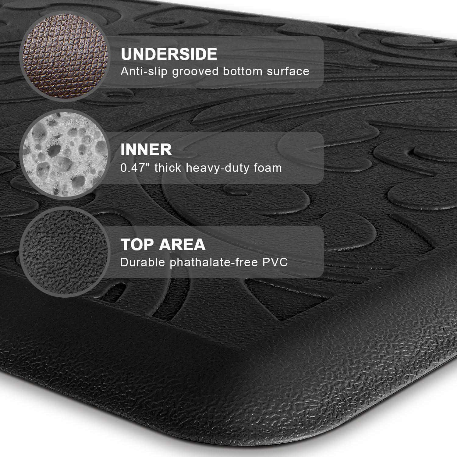 Alfombra Antifatiga KMAT 46x71 cm Impermeable Antideslizante Negra