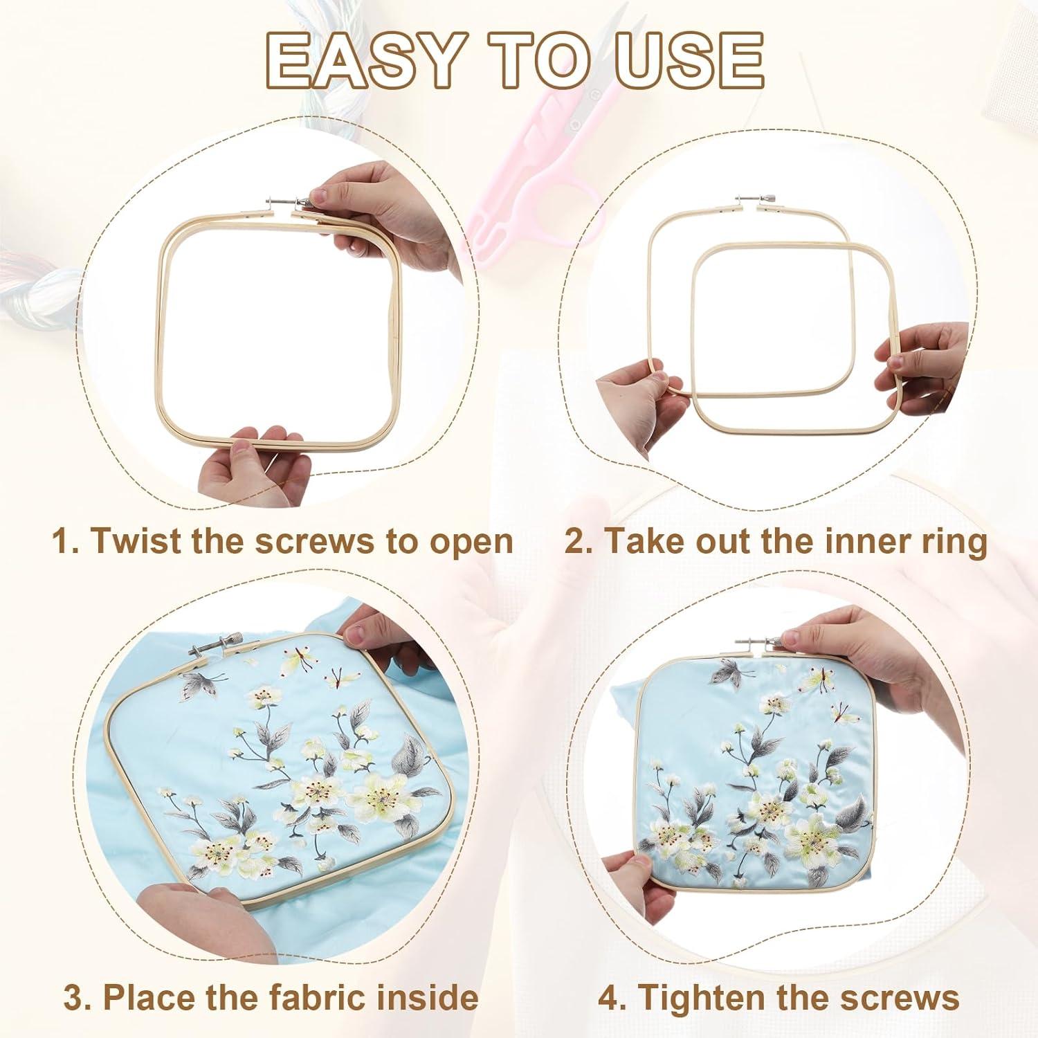 Aros de Bordado Cuadrados PATIKIL 13 x 13 cm de Bambú