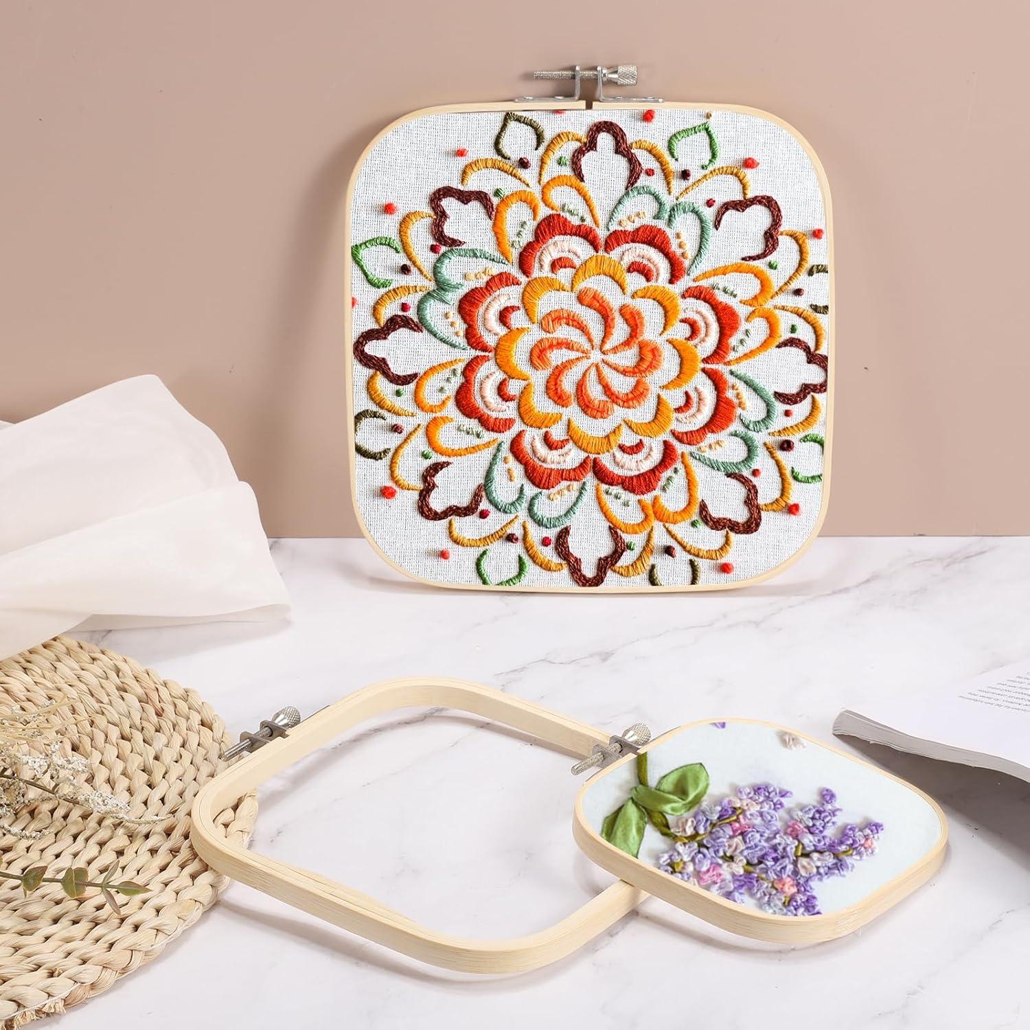 Aros de Bordado Cuadrados PATIKIL 13 x 13 cm de Bambú