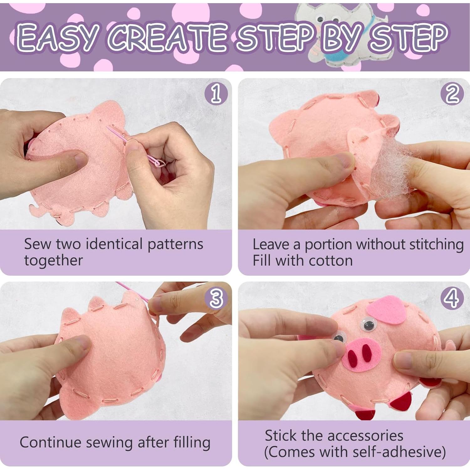 Kit de Costura para Niños AzReference - 8 Animales de Peluche