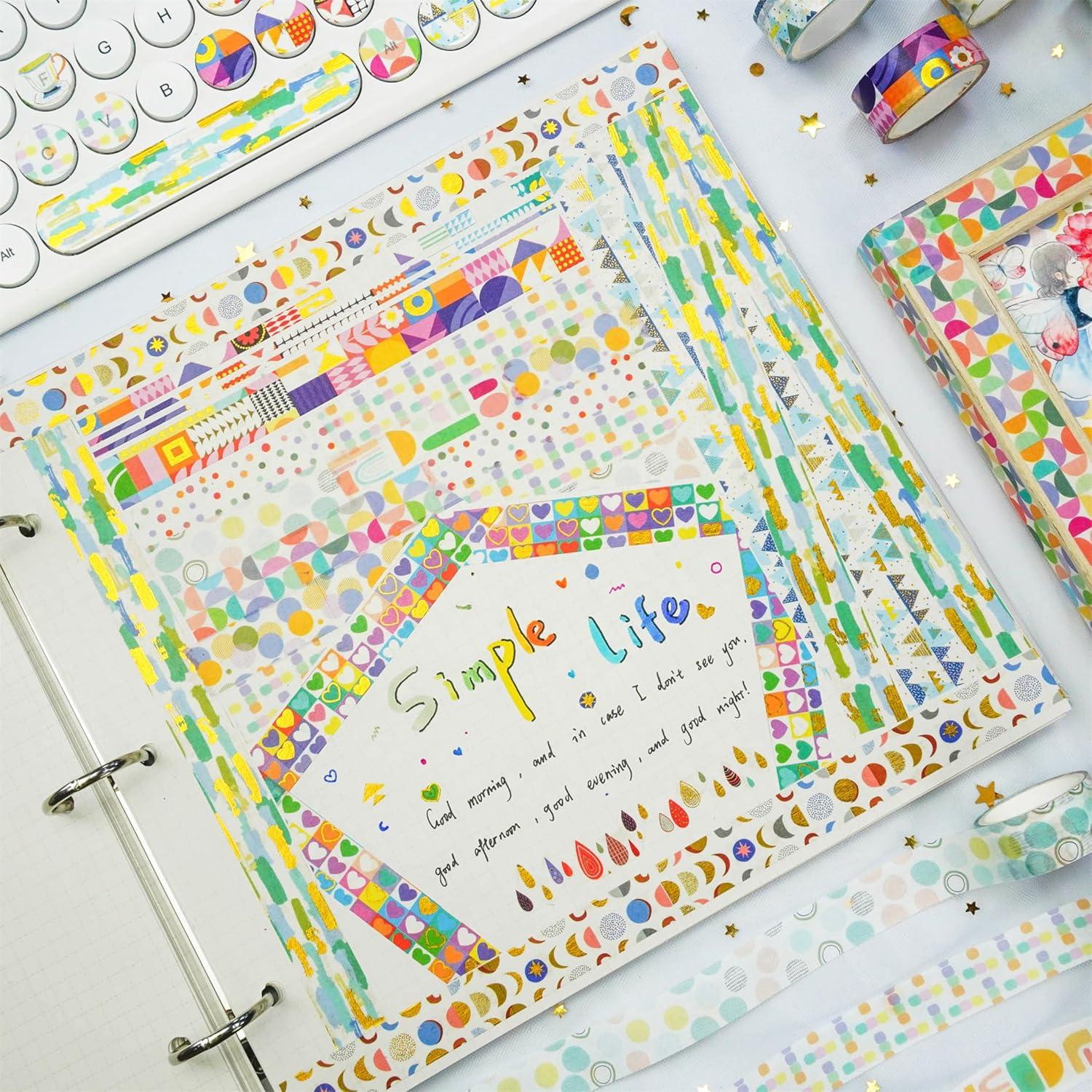 Conjunto de Cinta Washi YUBX 12 Rollos 15mm x 3m Patrones Básicos