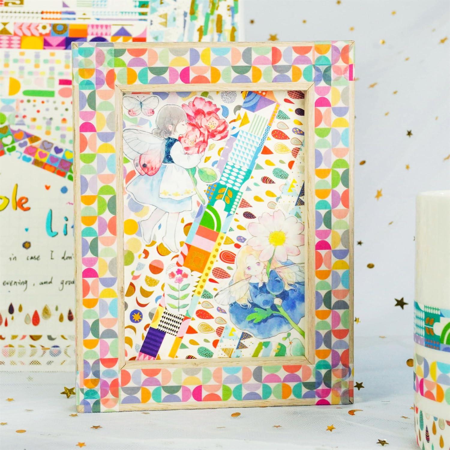 Conjunto de Cinta Washi YUBX 12 Rollos 15mm x 3m Patrones Básicos