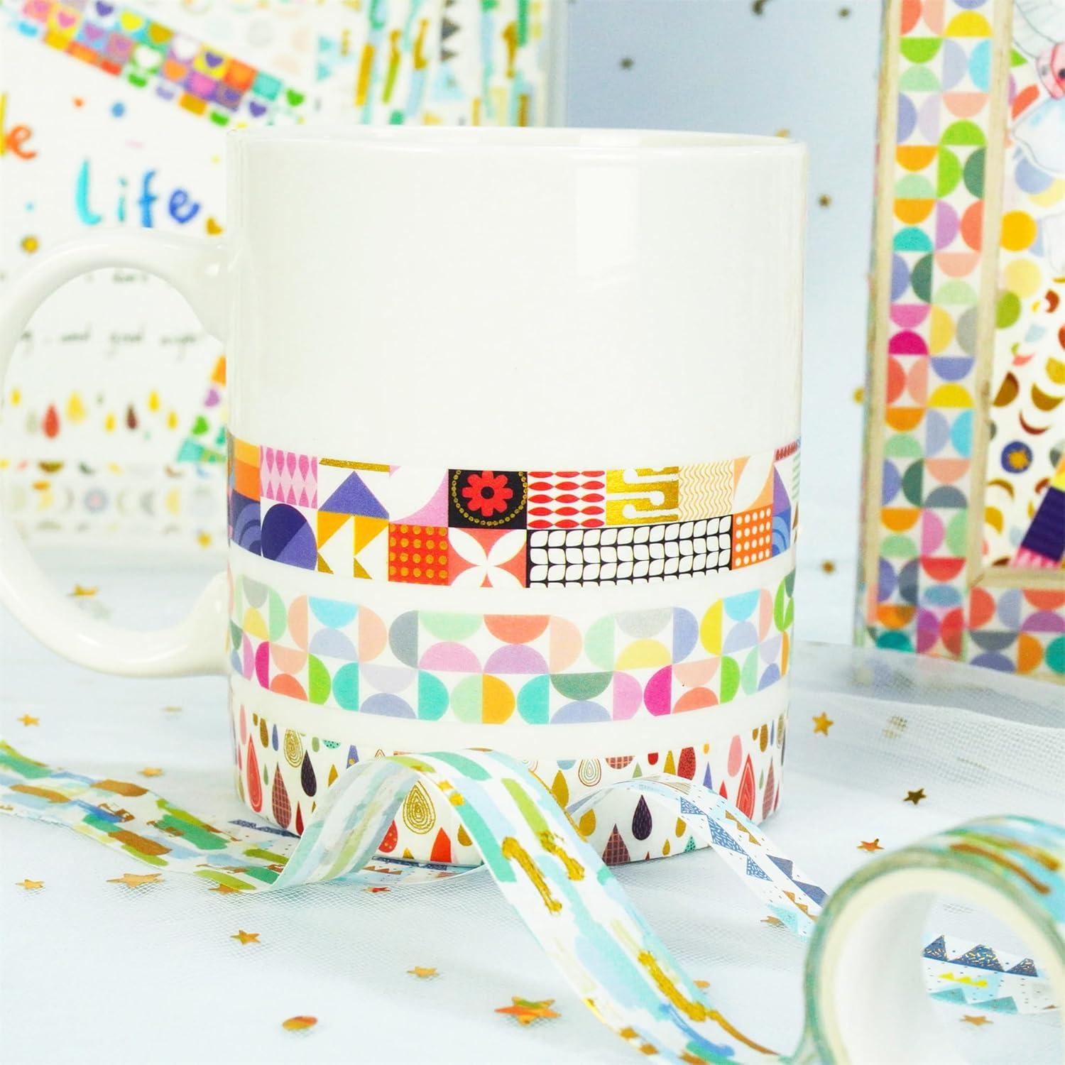 Conjunto de Cinta Washi YUBX 12 Rollos 15mm x 3m Patrones Básicos