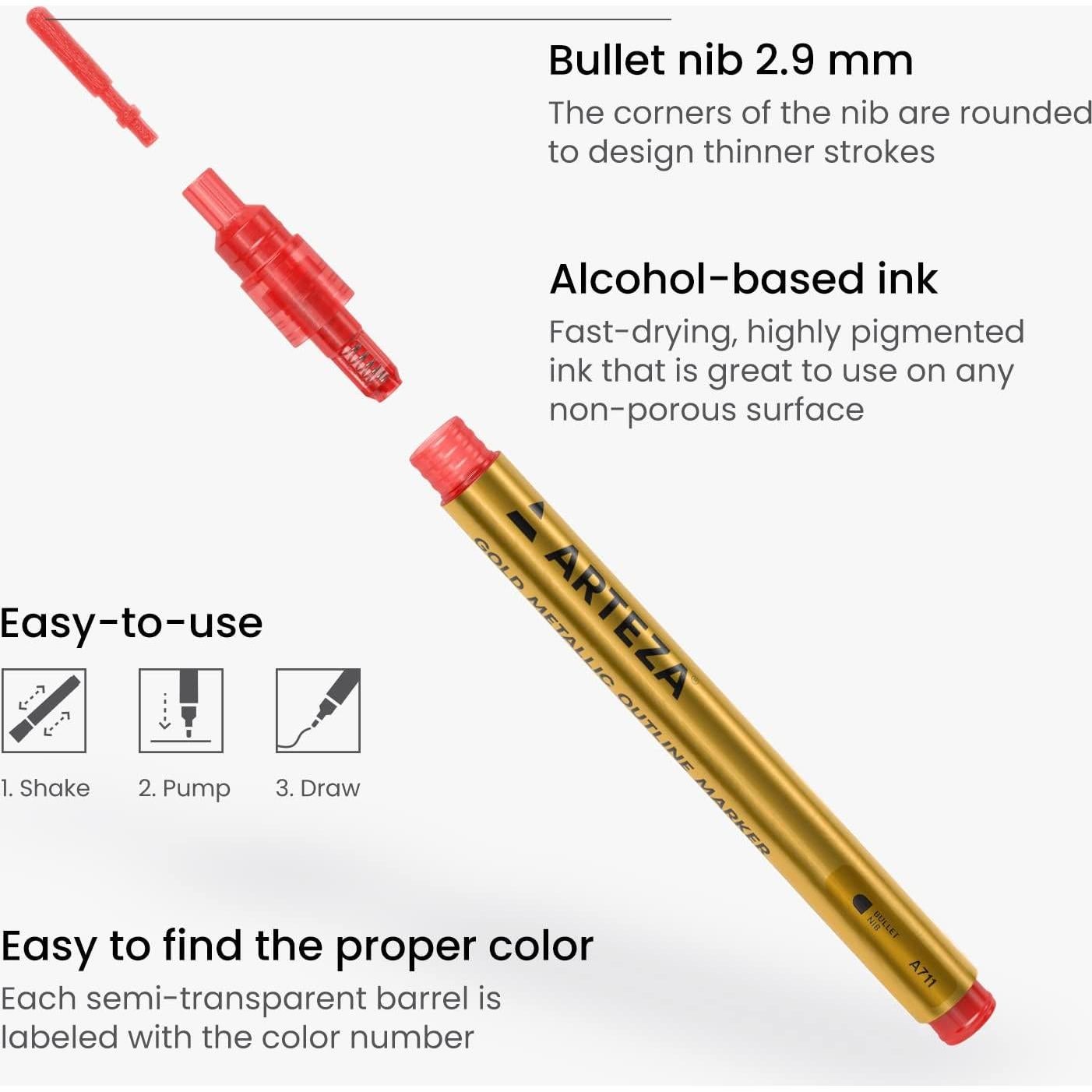 Marcadores de Contorno Doble Arteza 16 Colores Metálicos
