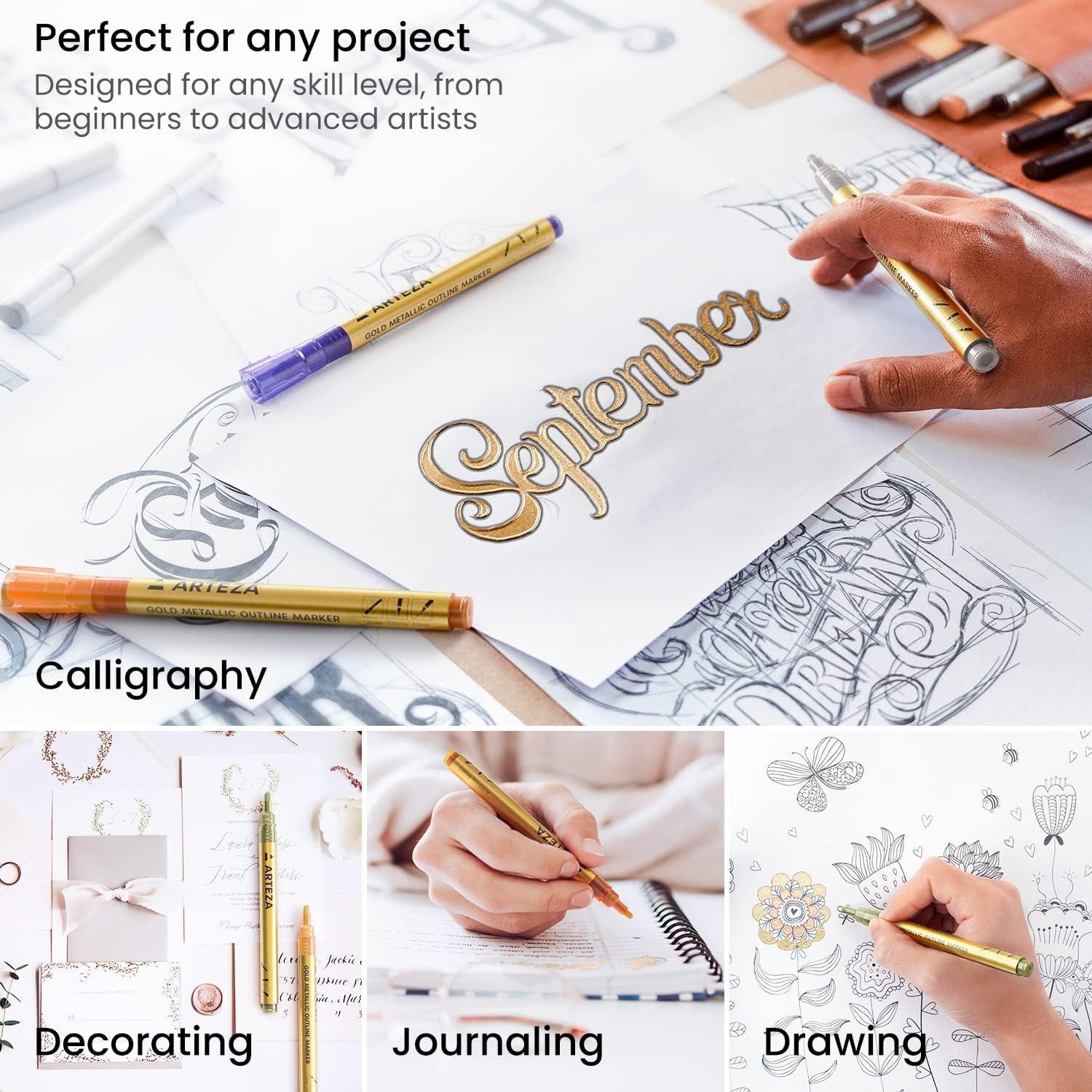 Marcadores de Contorno Doble Arteza 16 Colores Metálicos