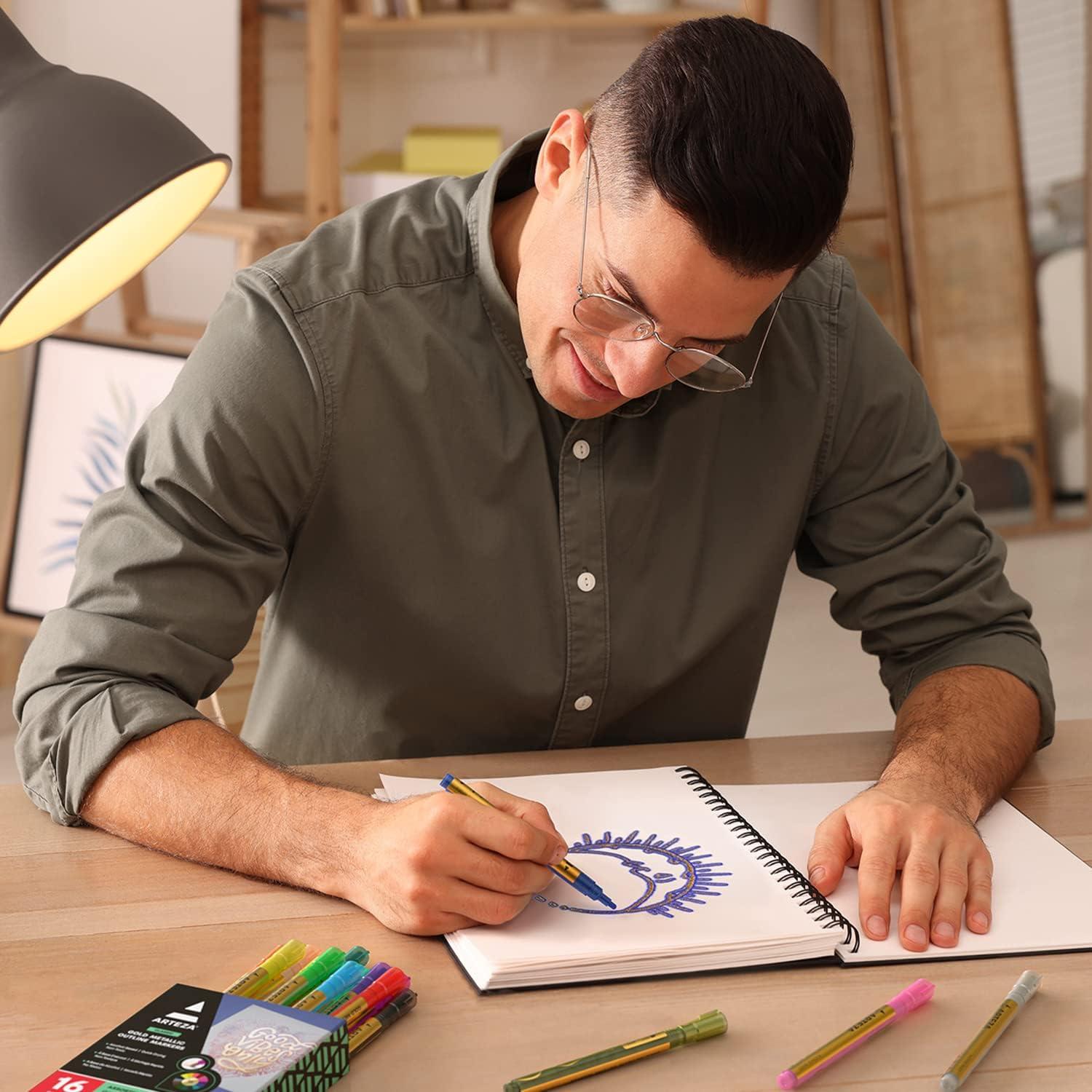 Marcadores de Contorno Doble Arteza 16 Colores Metálicos