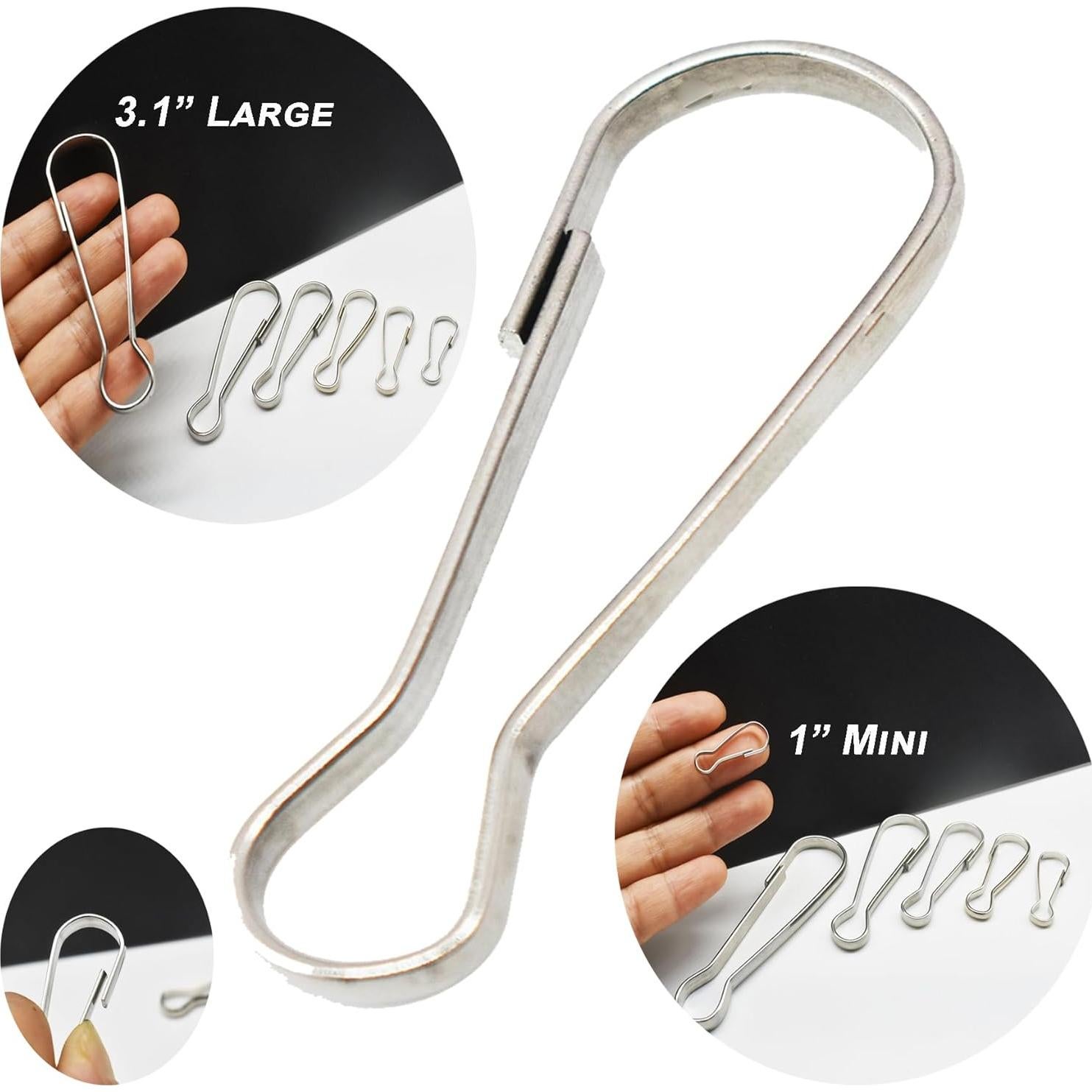 60 Ganchos de Resorte Acero Inoxidable Bytiyar 25mm Clips