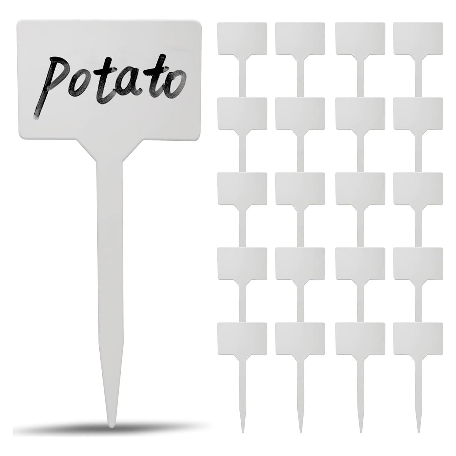 20 Etiquetas de Plástico T-Shape Blancas 15.24cm para Jardín