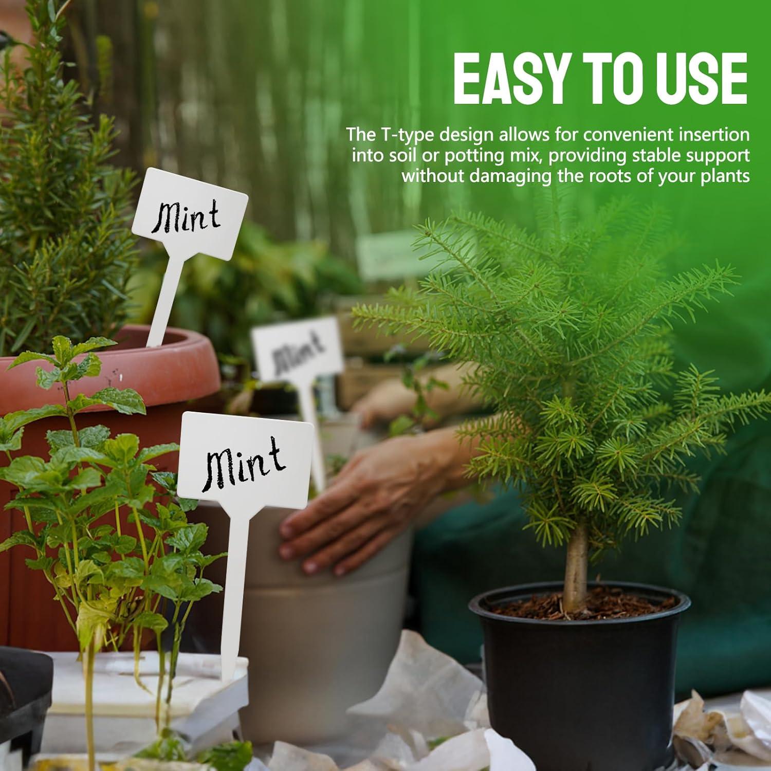 20 Etiquetas de Plástico T-Shape Blancas 15.24cm para Jardín