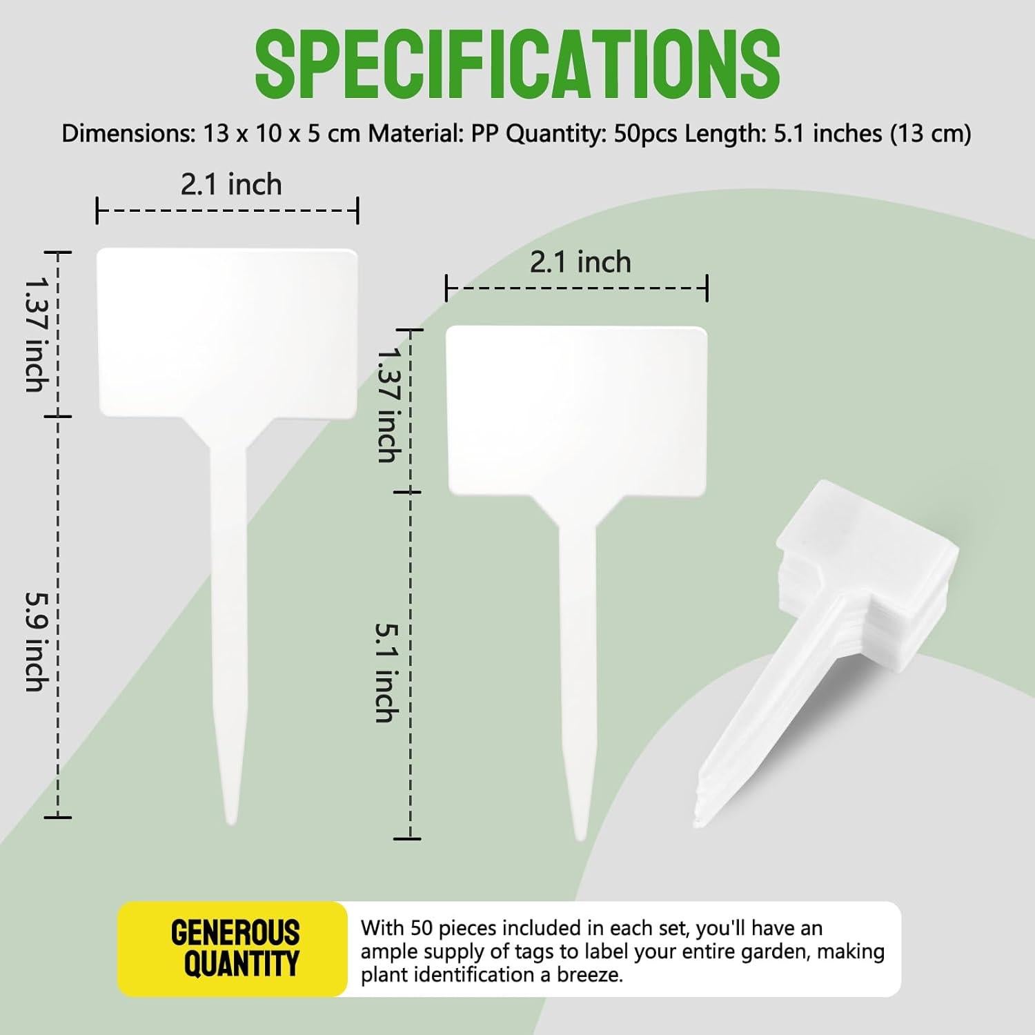 20 Etiquetas de Plástico T-Shape Blancas 15.24cm para Jardín