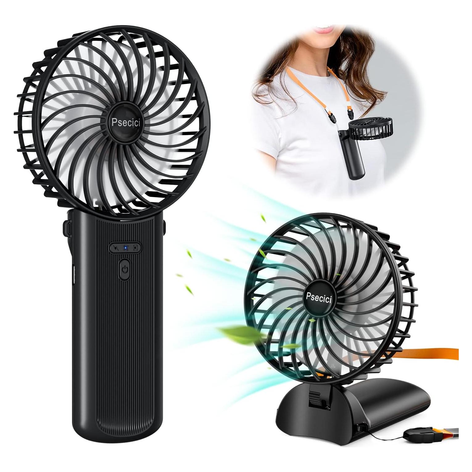 Ventilador de Mano Psecici AO-818 Plegable 180° 4 Velocidades