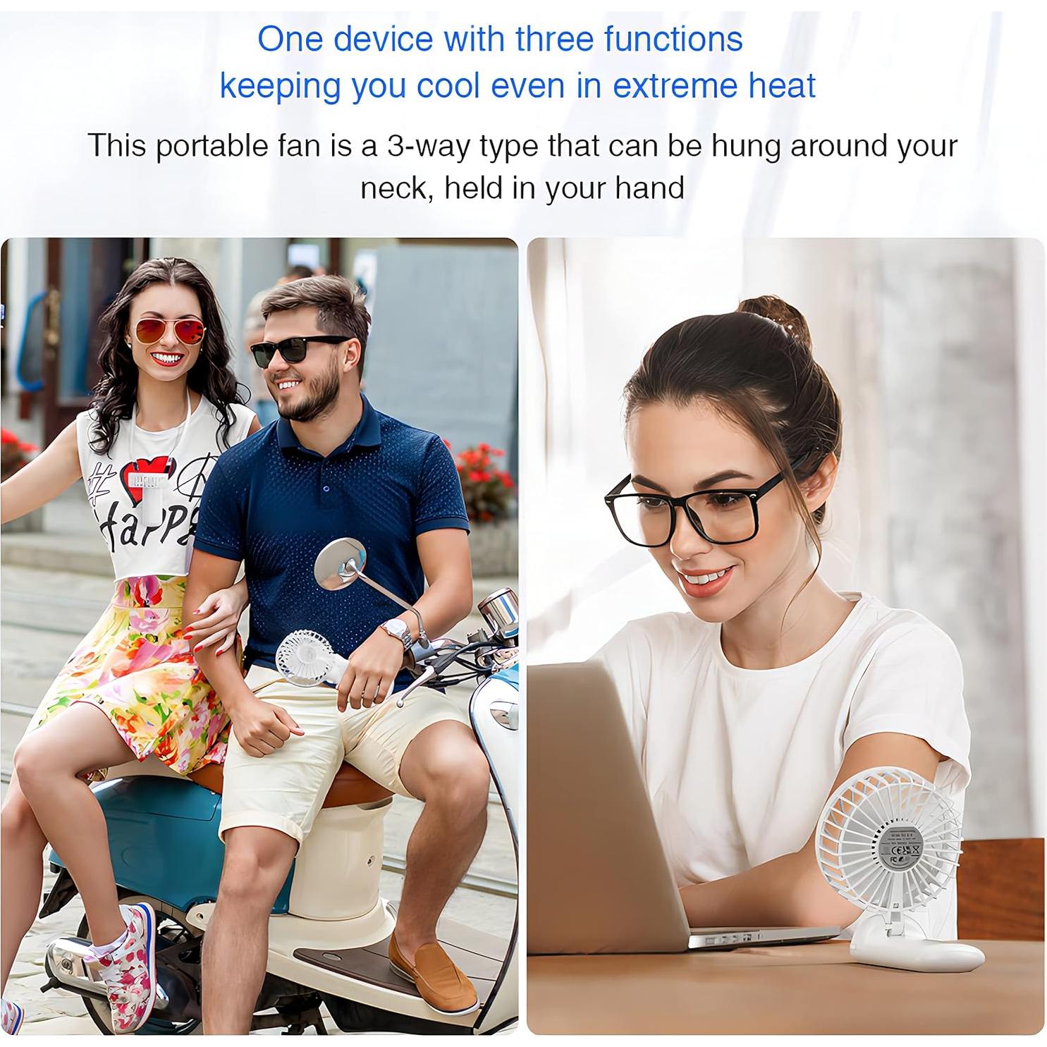 Ventilador de Mano Psecici AO-818 Plegable 180° 4 Velocidades