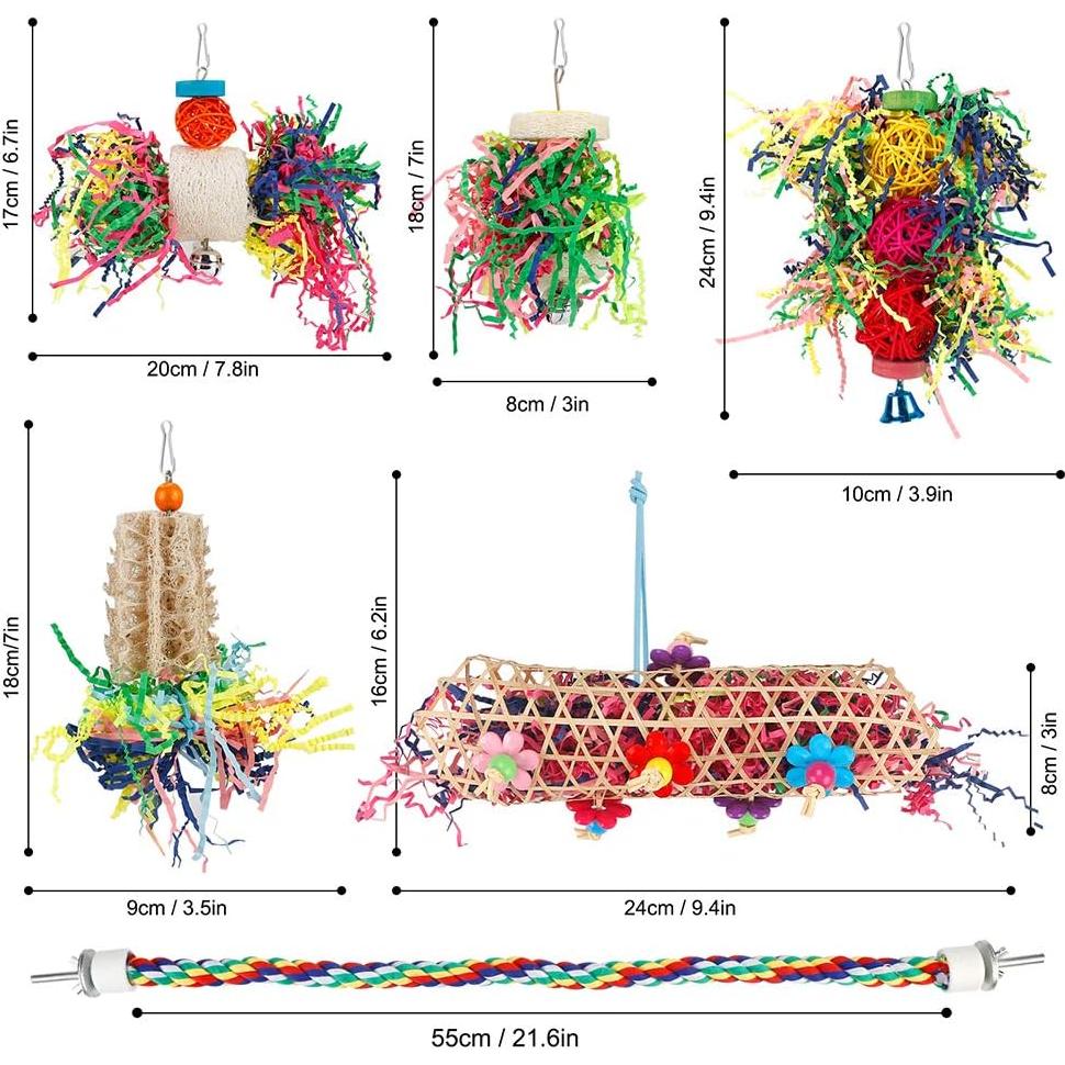 Juguete Desgarrador para Aves iSbaby con Percha de Cuerda