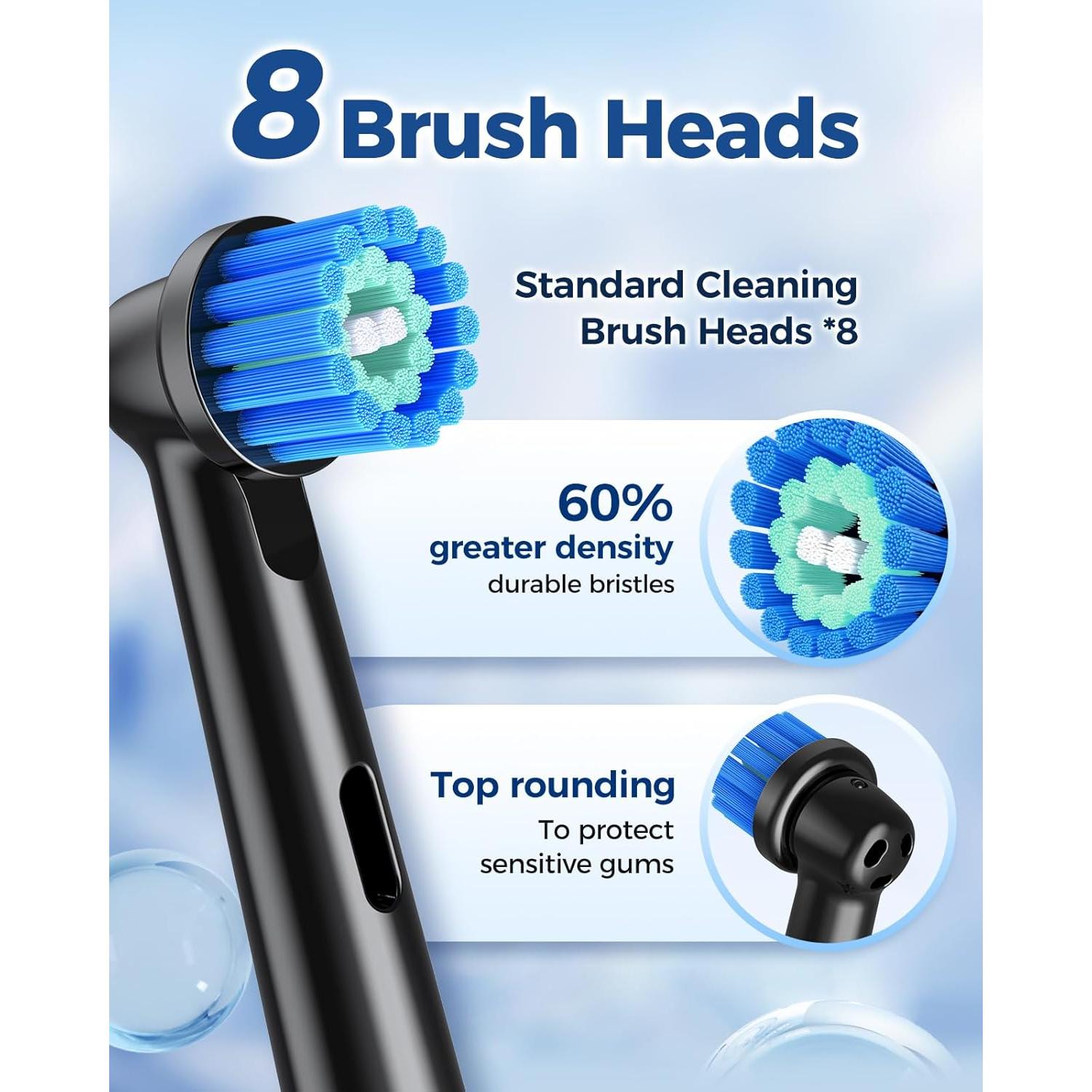 Cepillo de dientes eléctrico TEETHEORY con 8 cabezales y 3 modos