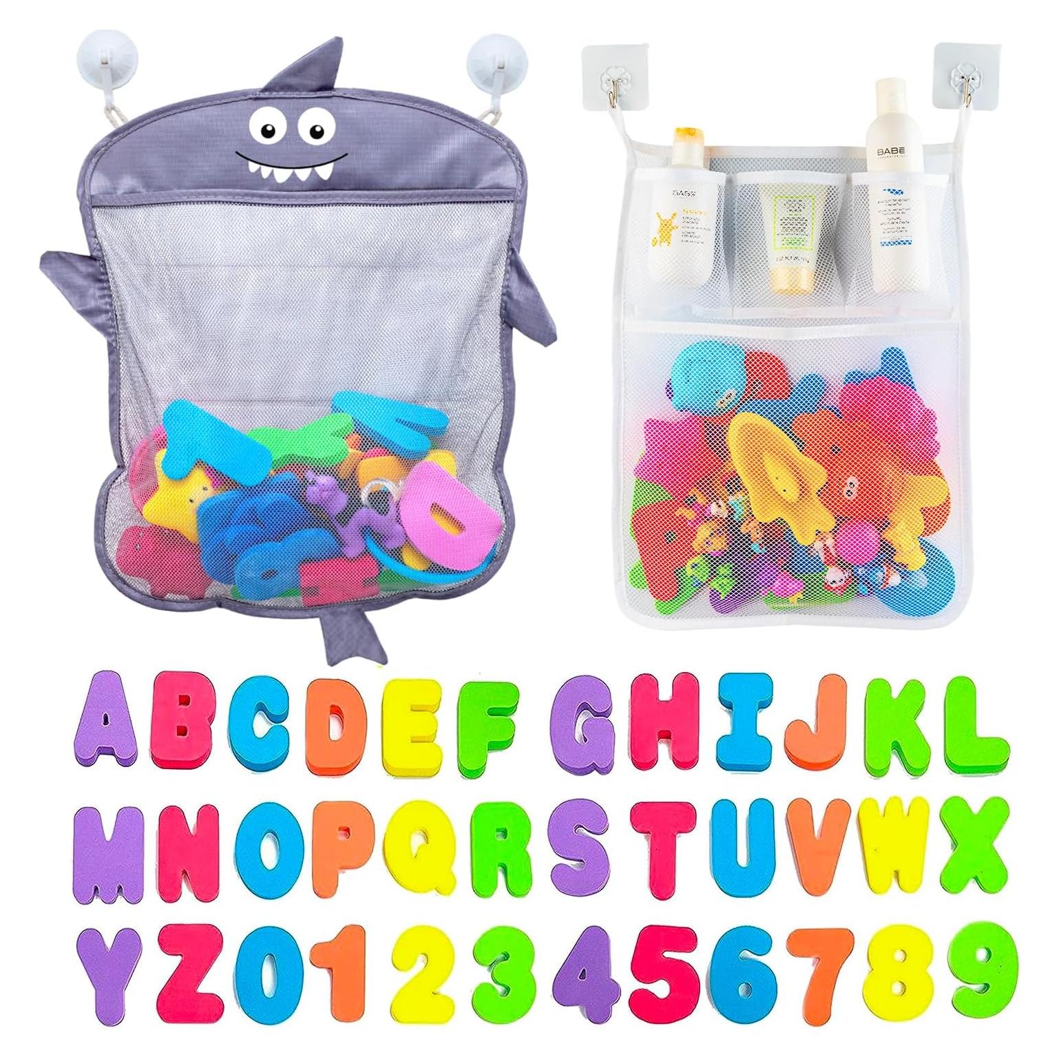 Organizador de Juguetes de Baño Comfylife Tiburón + Letras y Números