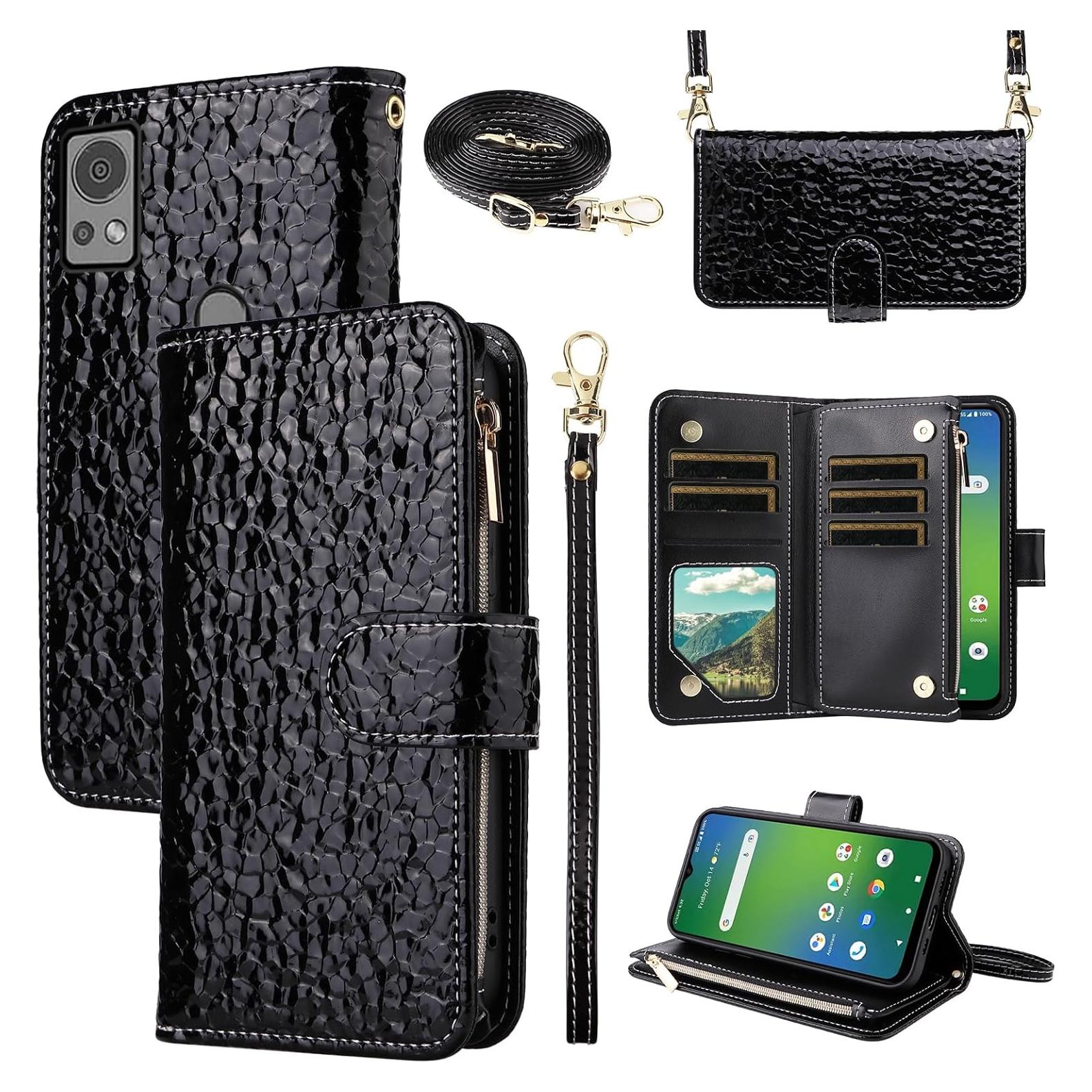 Funda billetera Furiet para Cricket Icon 5 / AT&T Motivate 4 negra