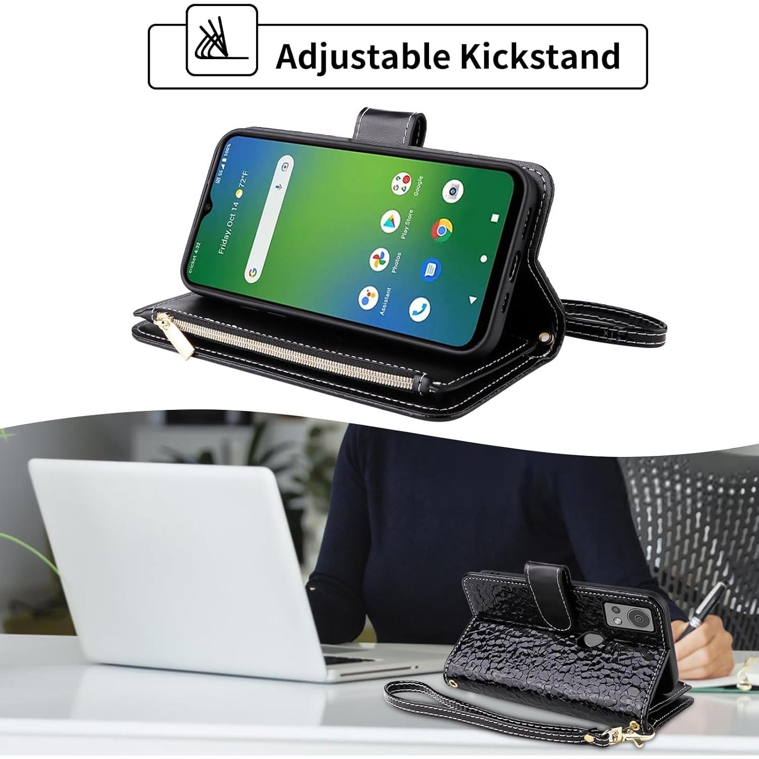 Funda billetera Furiet para Cricket Icon 5 / AT&T Motivate 4 negra