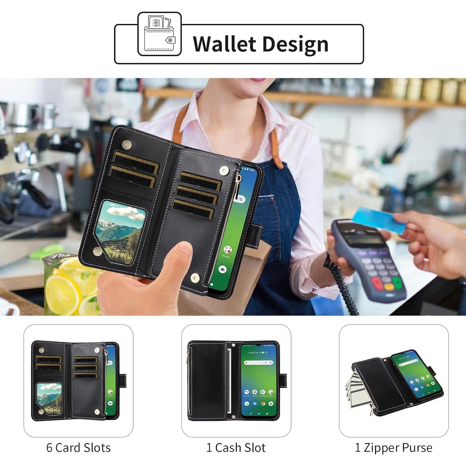 Funda billetera Furiet para Cricket Icon 5 / AT&T Motivate 4 negra