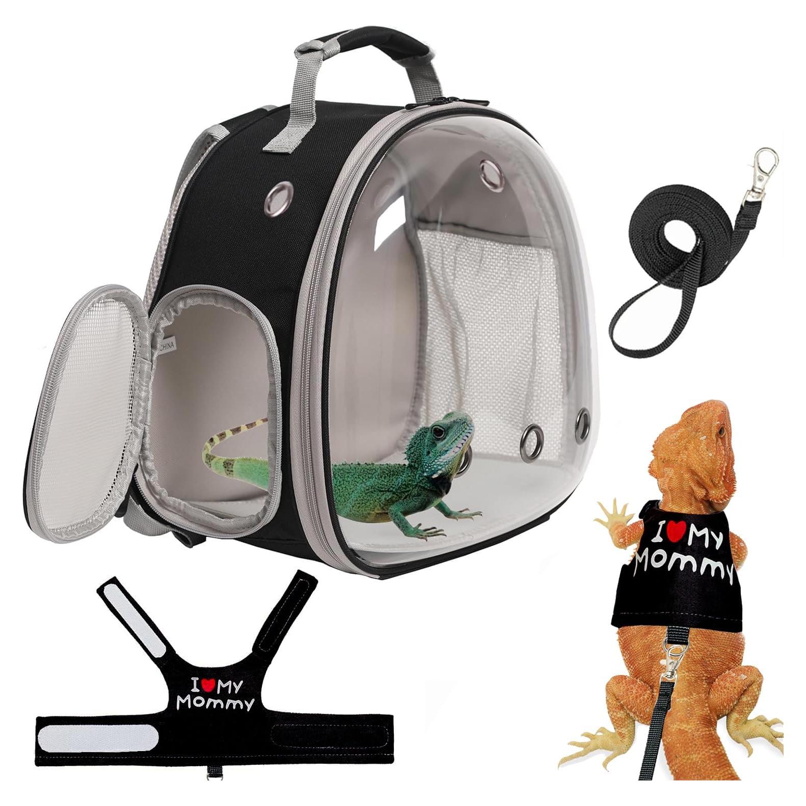 Mochila Transportadora para Dragón Barbudo Halinfer - Negro