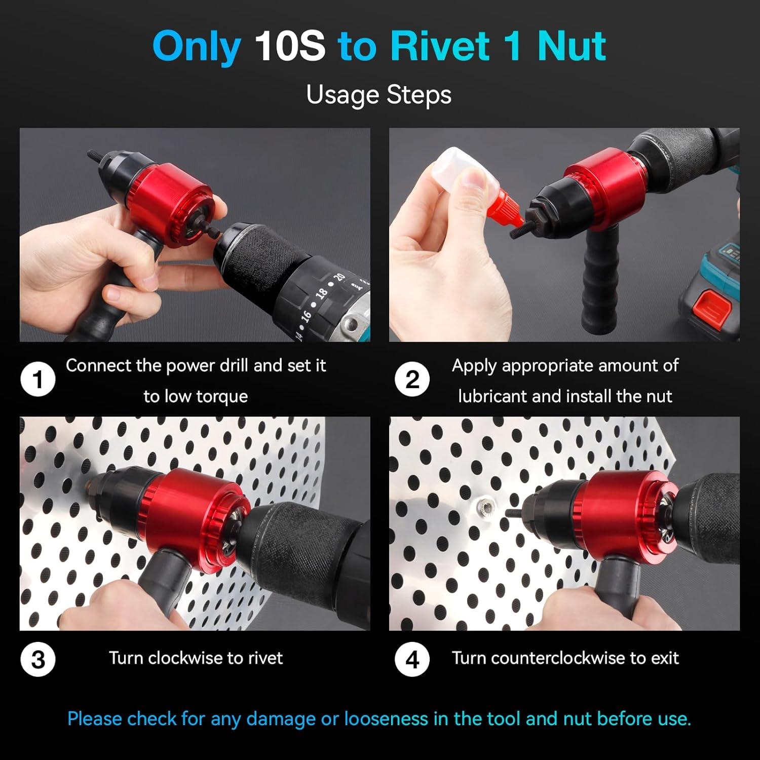 Kit de Tuerca Remachada YUZES con Adaptador para Taladro