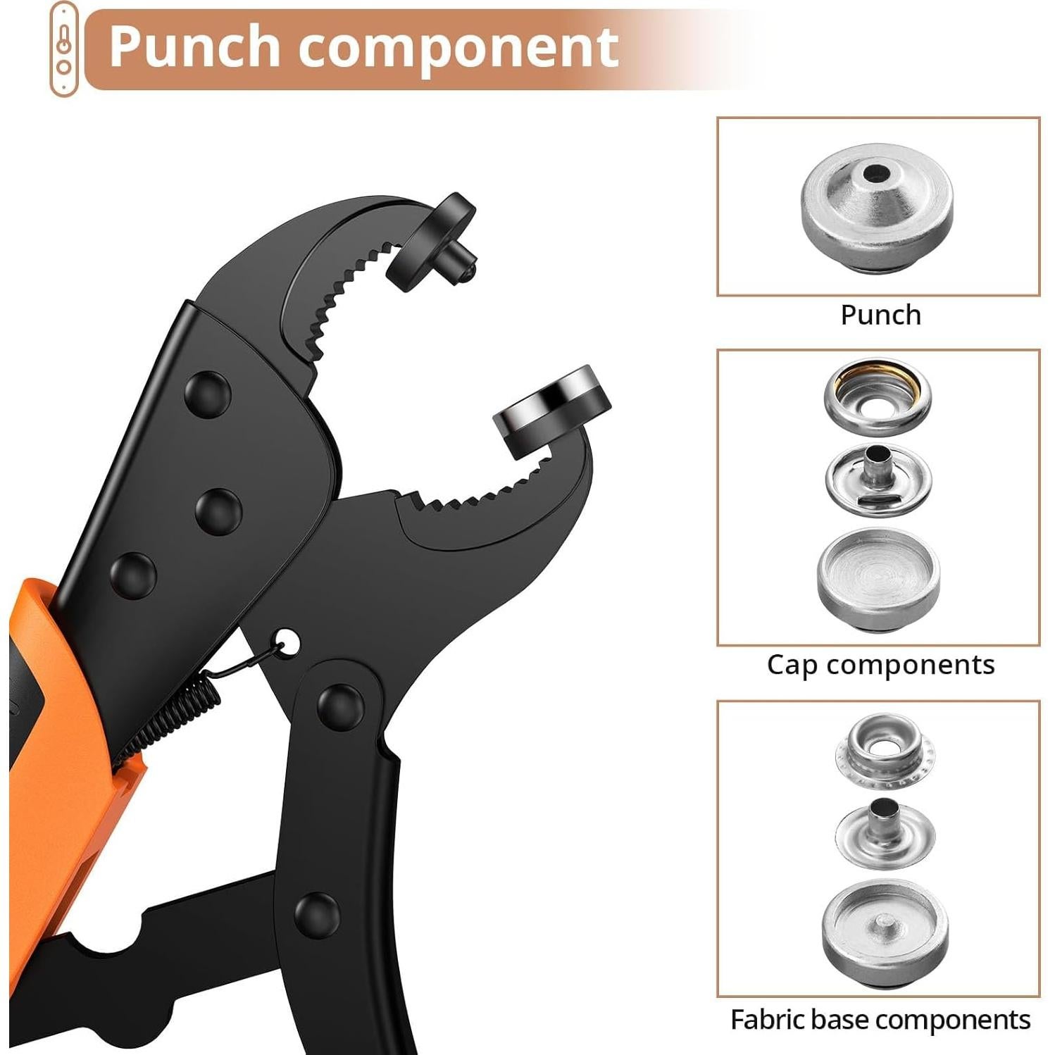 Kit de Herramientas para Broches Kamtop - Alicates Ajustables y 30 Broches Metálicos