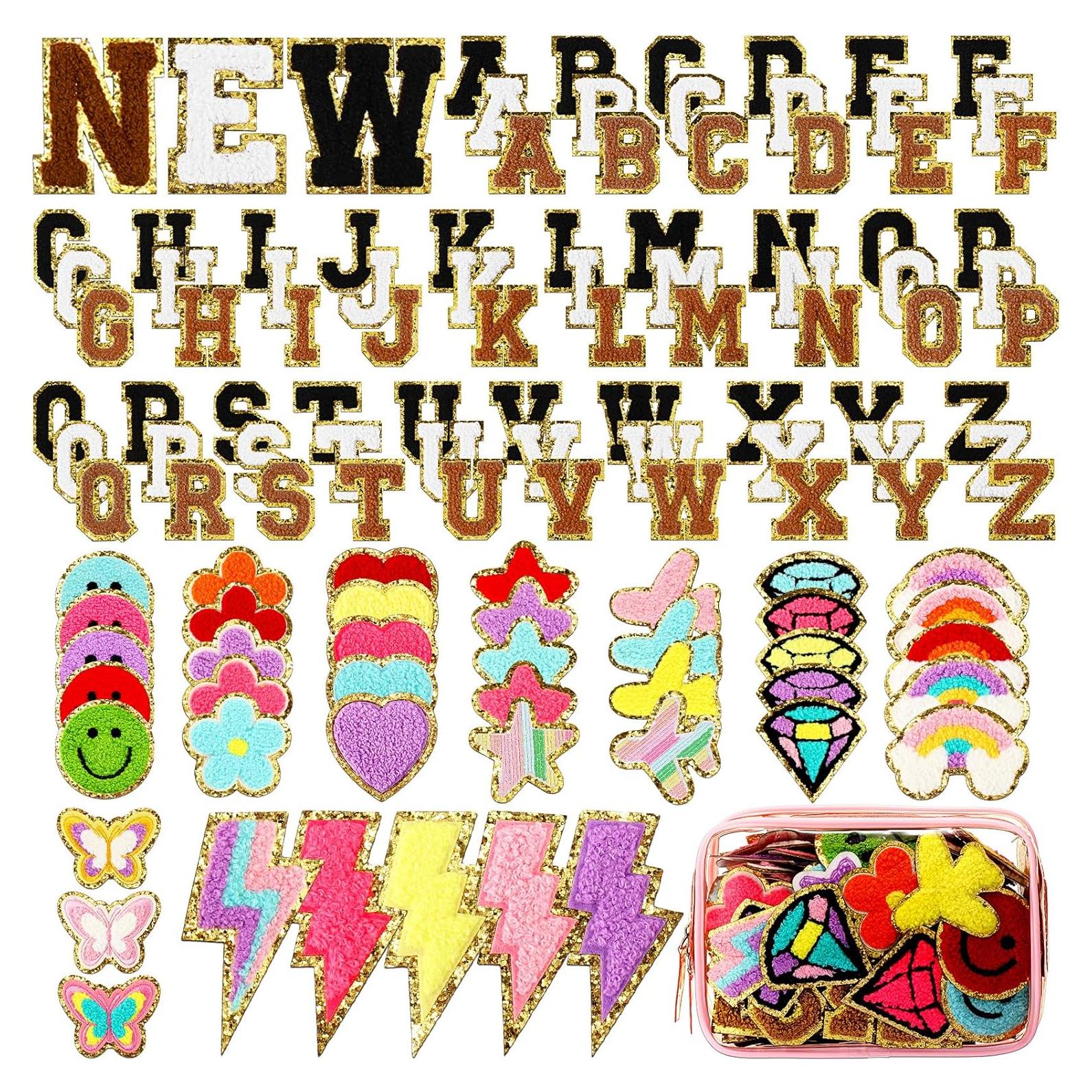 Yilloog 120 Pcs Parches Chenille Letras y Estrellas DIY