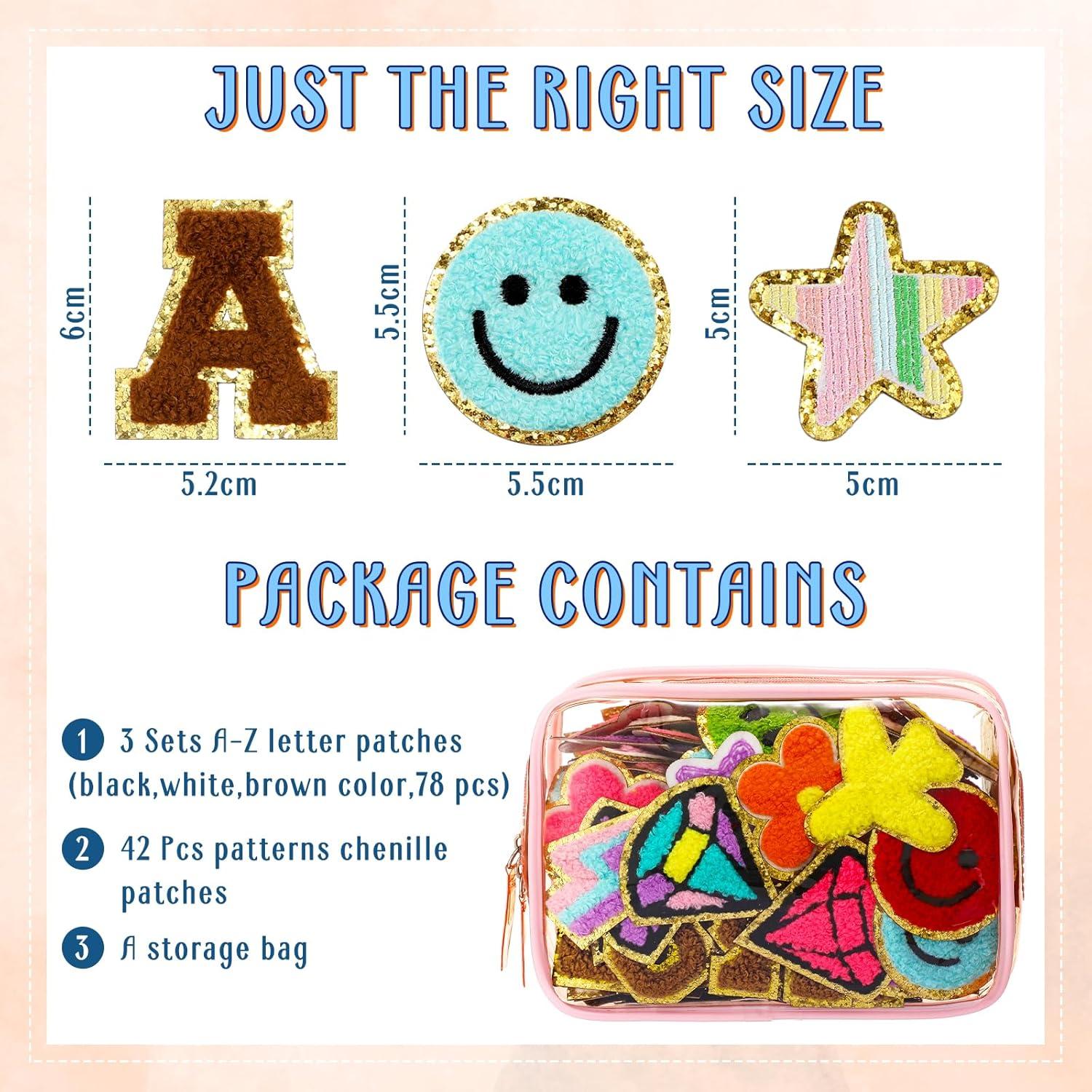 Yilloog 120 Pcs Parches Chenille Letras y Estrellas DIY