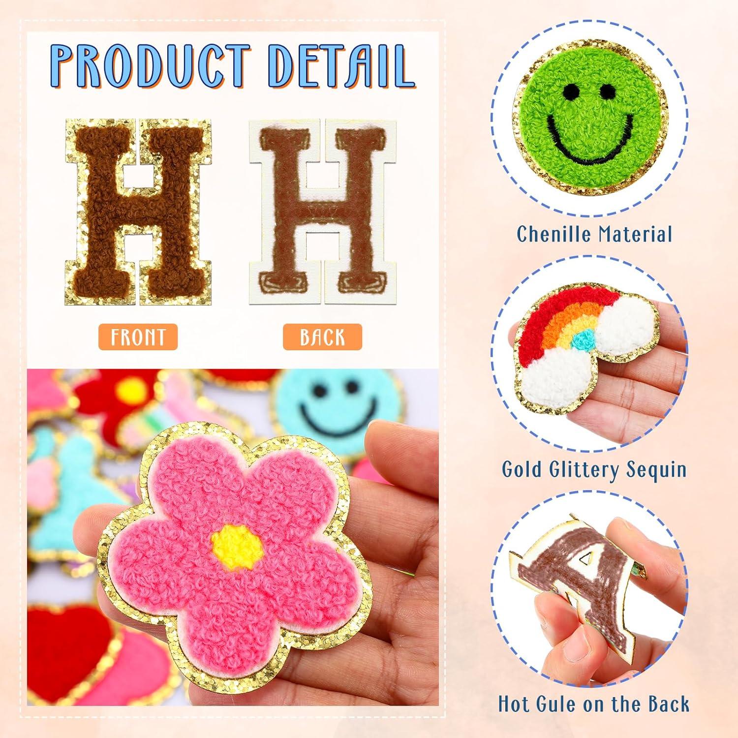 Yilloog 120 Pcs Parches Chenille Letras y Estrellas DIY