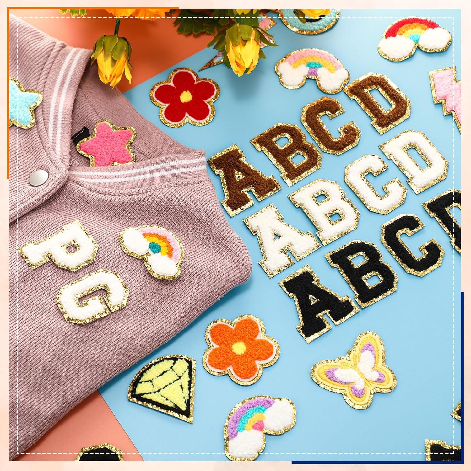 Yilloog 120 Pcs Parches Chenille Letras y Estrellas DIY