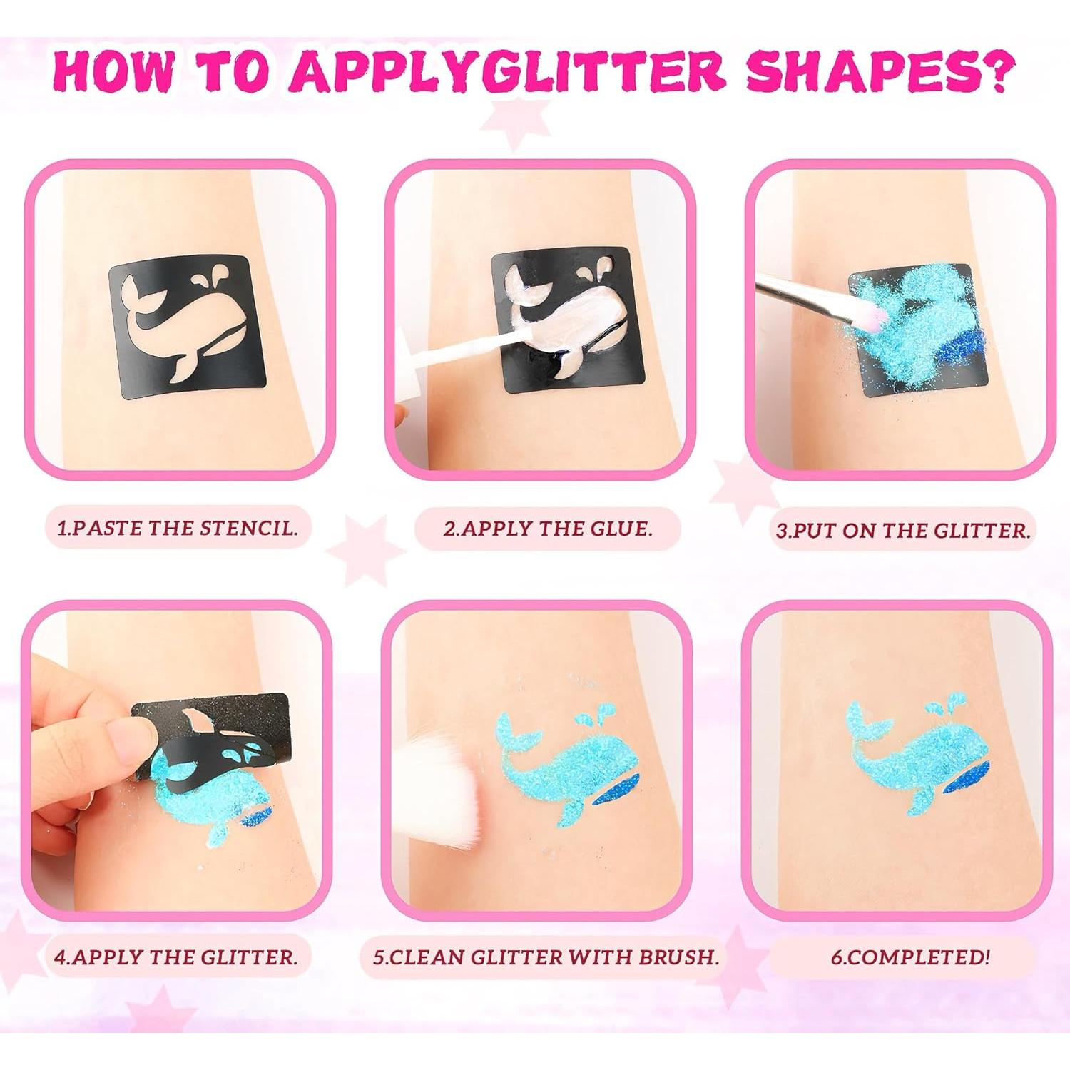 Kit de Tatuajes Brillantes para Niños XiQiDianr - 24 Colores, 60 Calcomanías