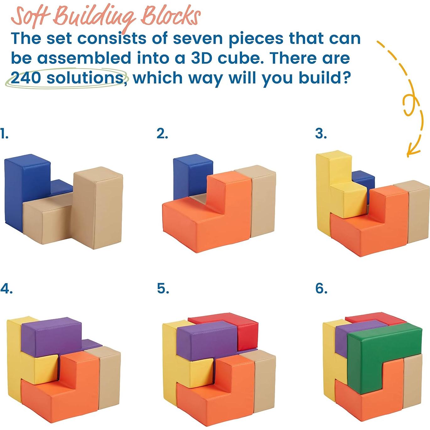 Bloques de Construcción de Espuma ECR4Kids SoftZone 7 Piezas