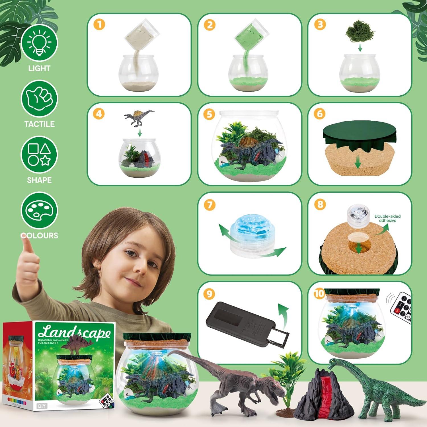 Kit de Terrario de Dinosaurios Woumserta para Niños 6-8 Años