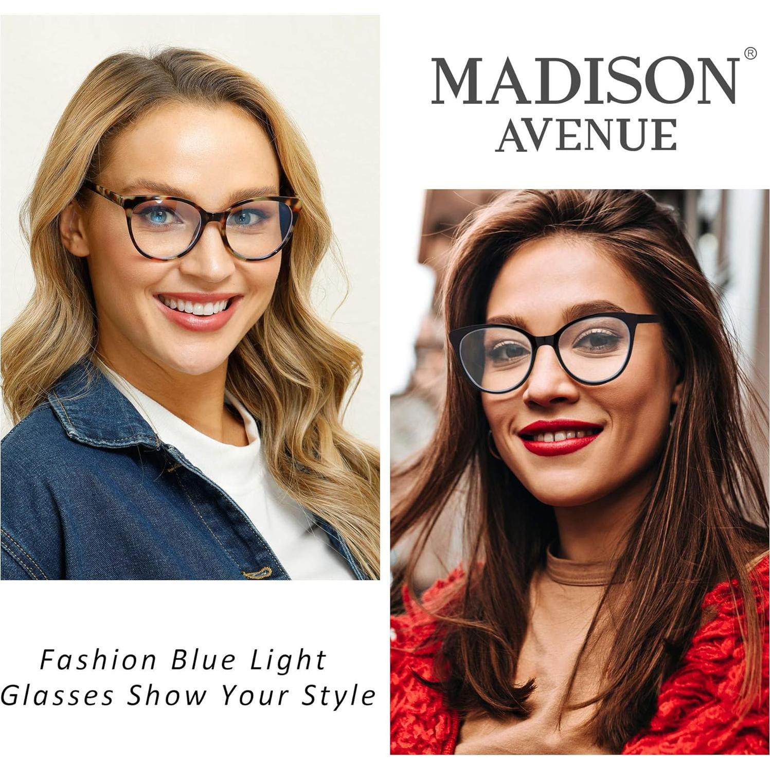 Gafas de bloqueo de luz azul Madison Avenue 2 Pack - Estilo Gato