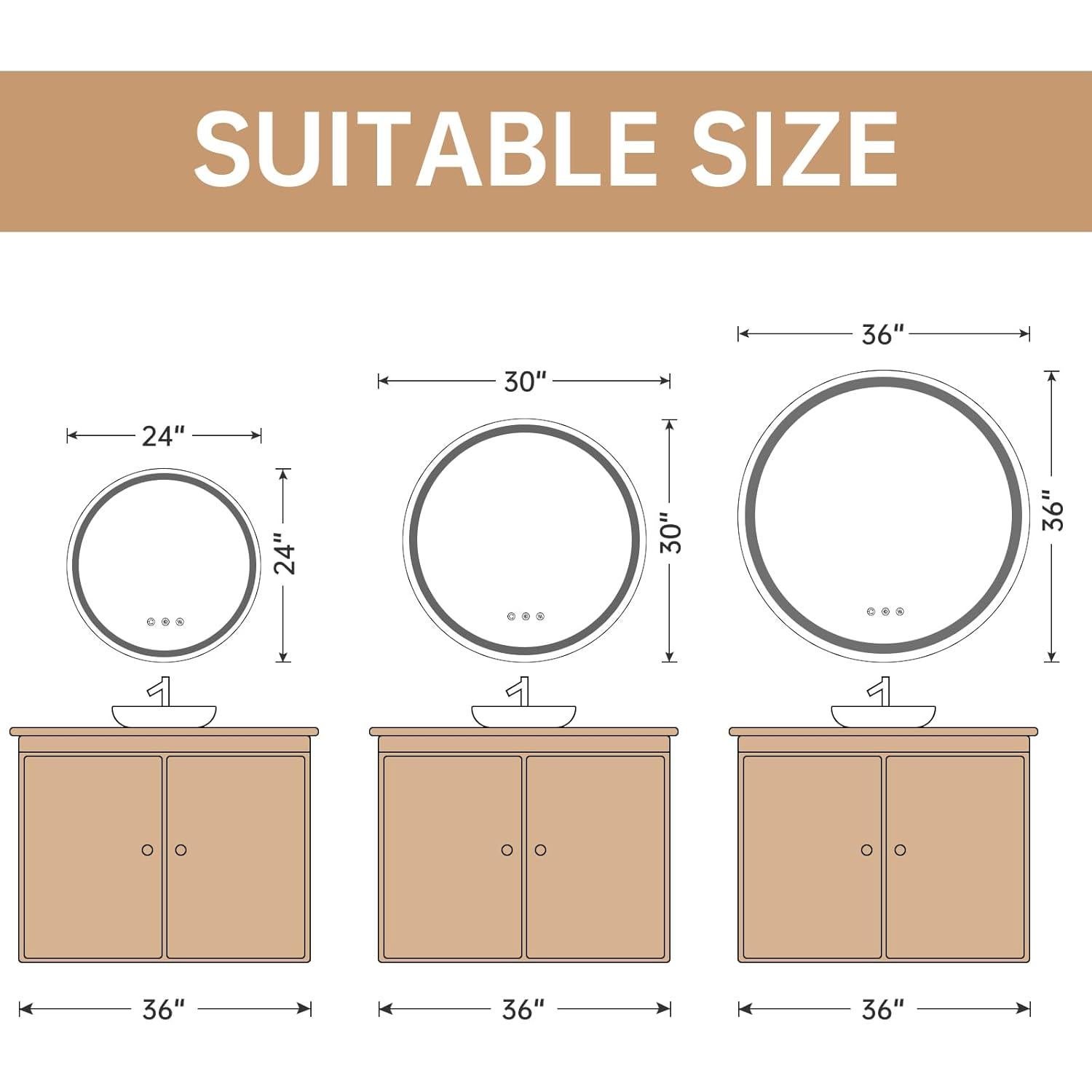 Espejo LED Redondo LOVESPEJO 61 cm Antivaho Regulable 3 Colores