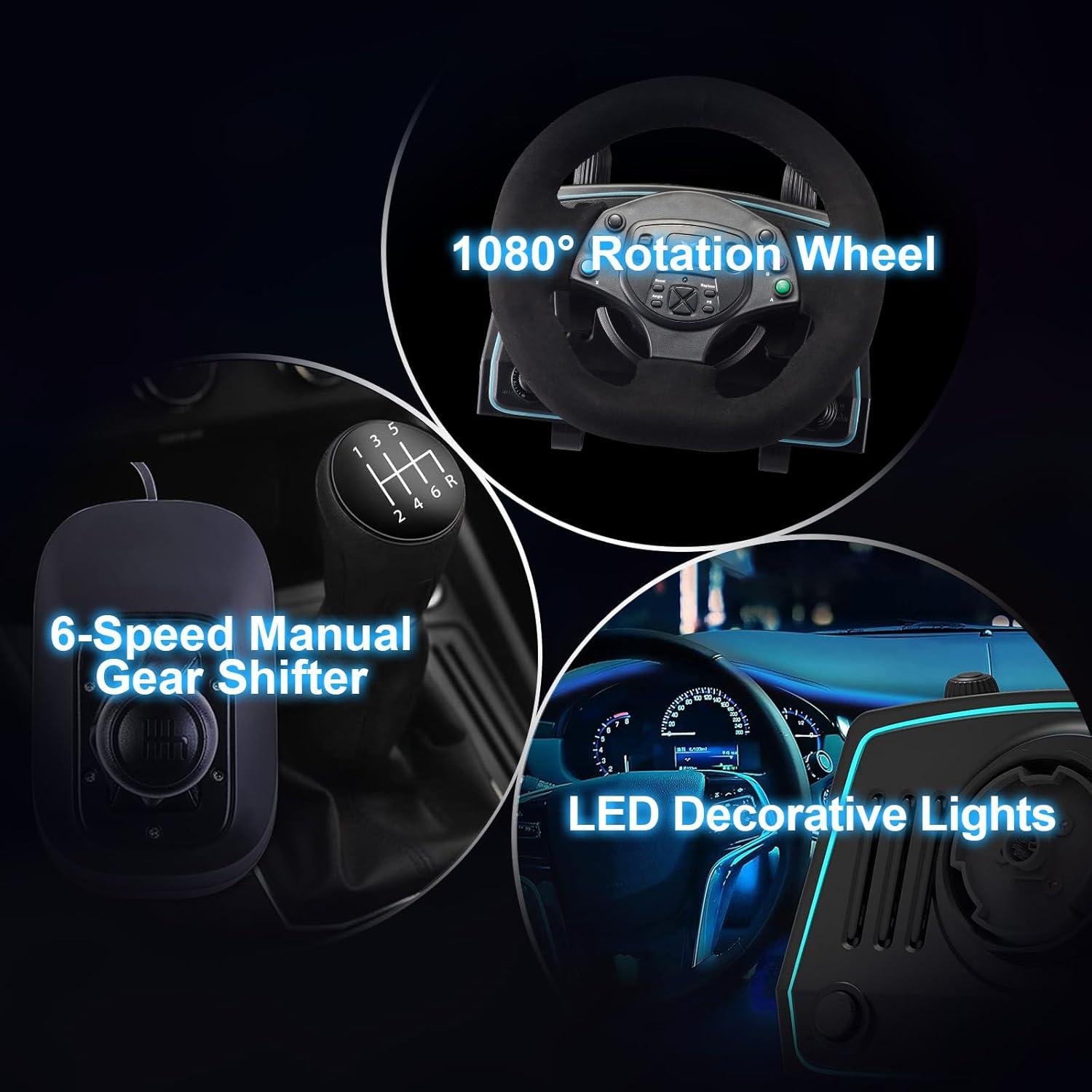 Volante de Juego DOYO 1080° con Pedales y Cambiador para PC/PS4/Xbox